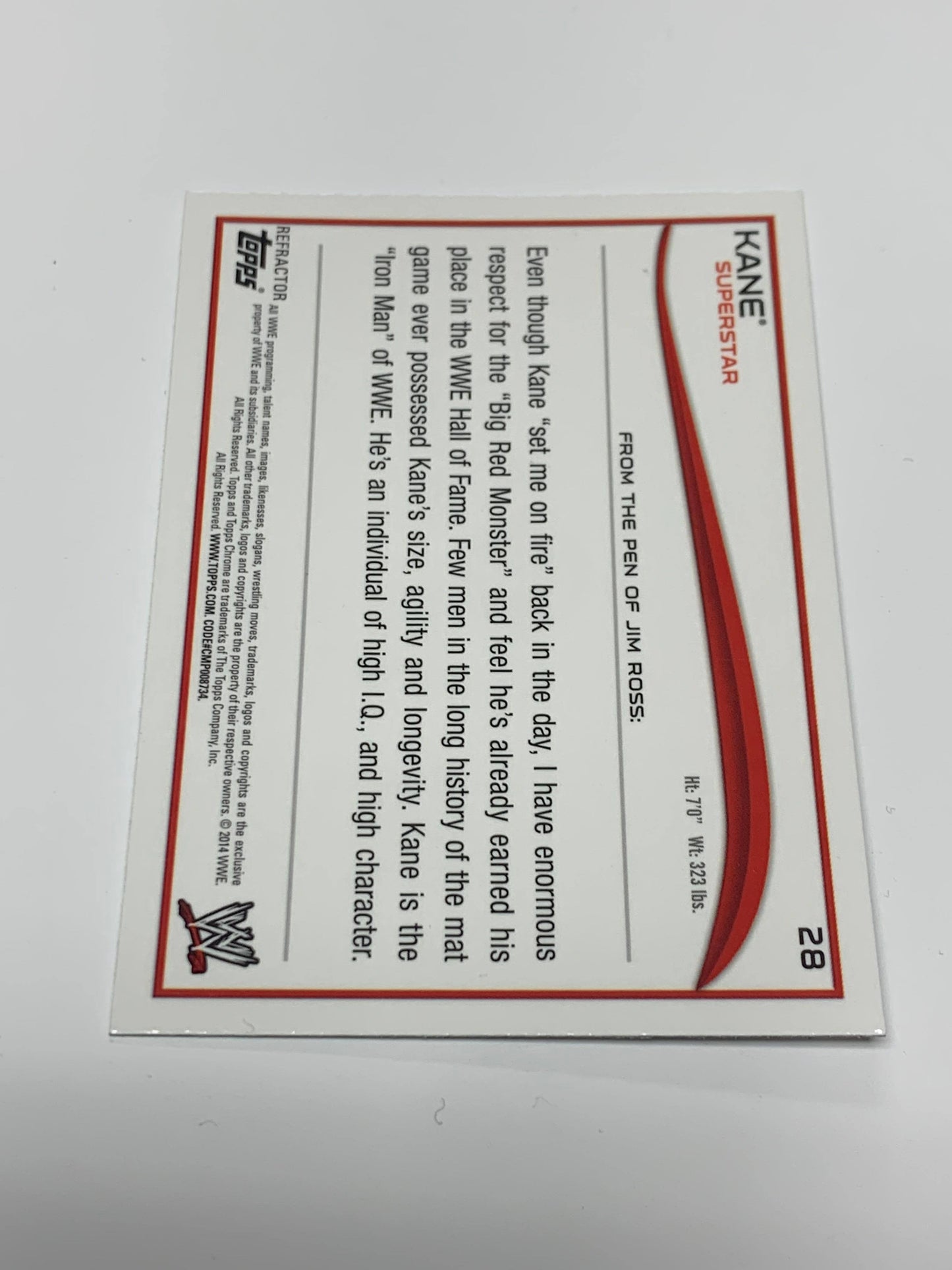 Kane 2014 WWE Topps Chrome X-Fractor Card #28