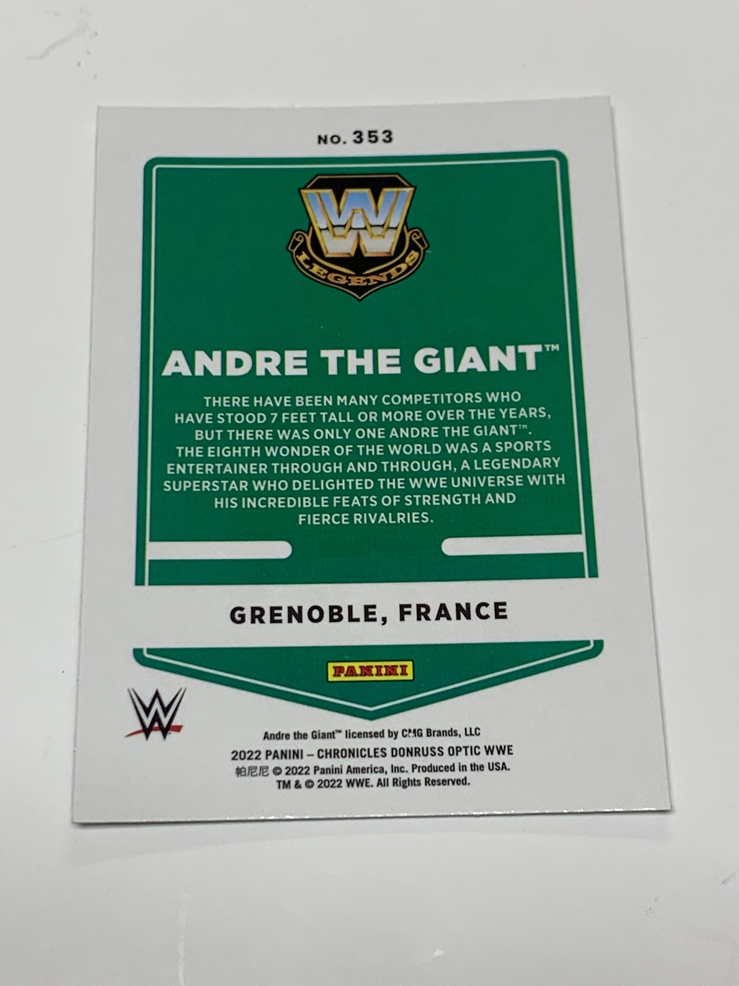 Andre The Giant 2022 WWE Panini Chronicles Donruss Optics Card #353