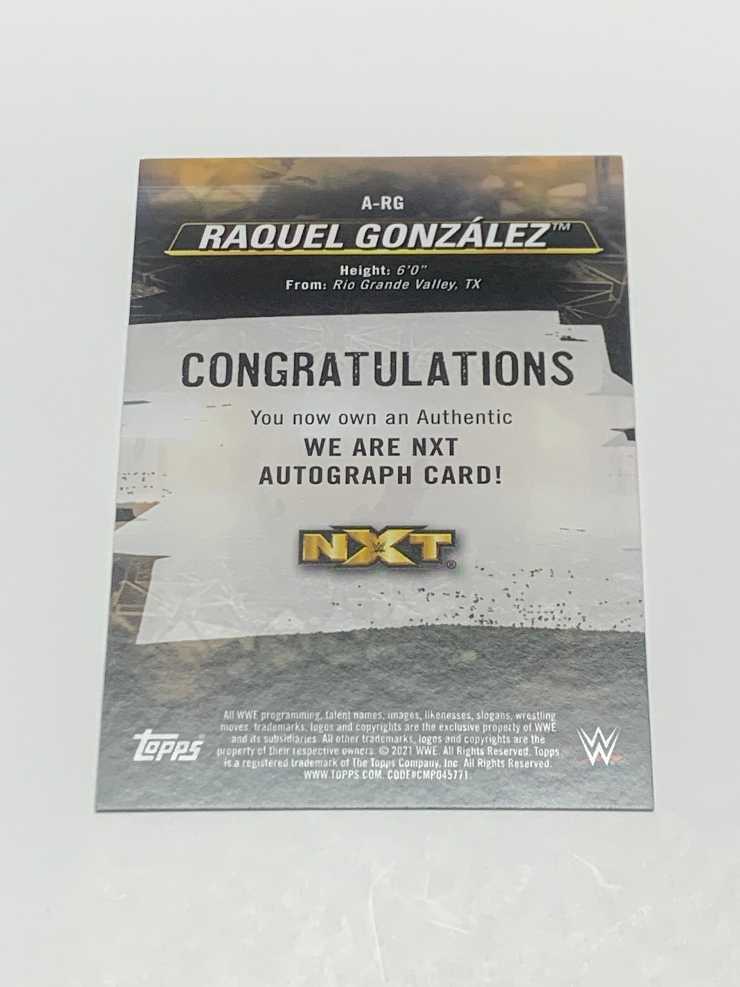 Raquel Gonzalez 2020 Topps WWE NXT Autographed Card #/50