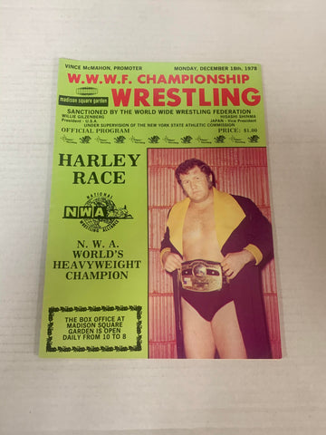 WWf Championship Wrestling MSG Official Program from December 18th 1978