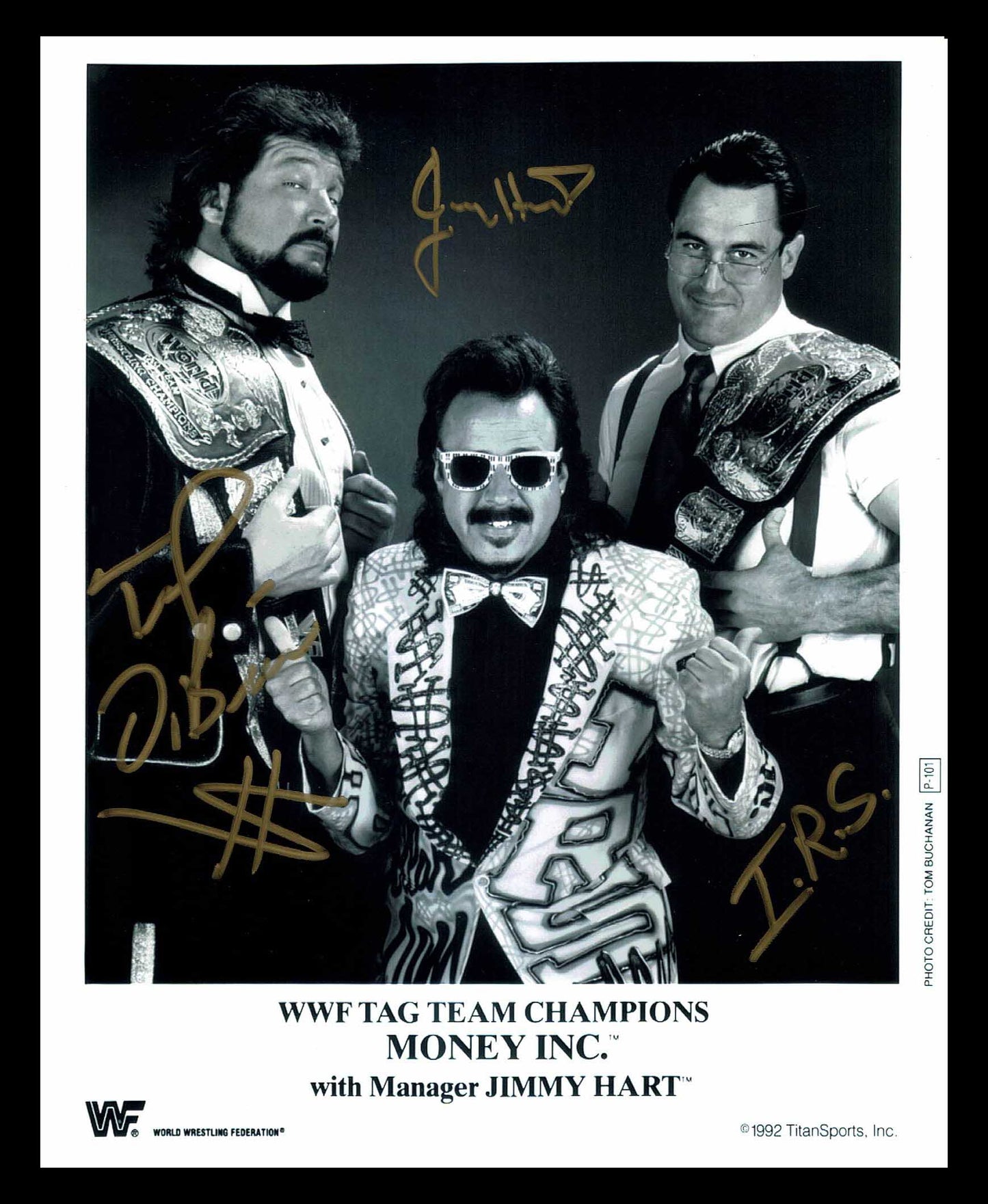 Money Inc (Ted Dibiase IRS Jimmy Hart) Pose 1 Signed Photo COA