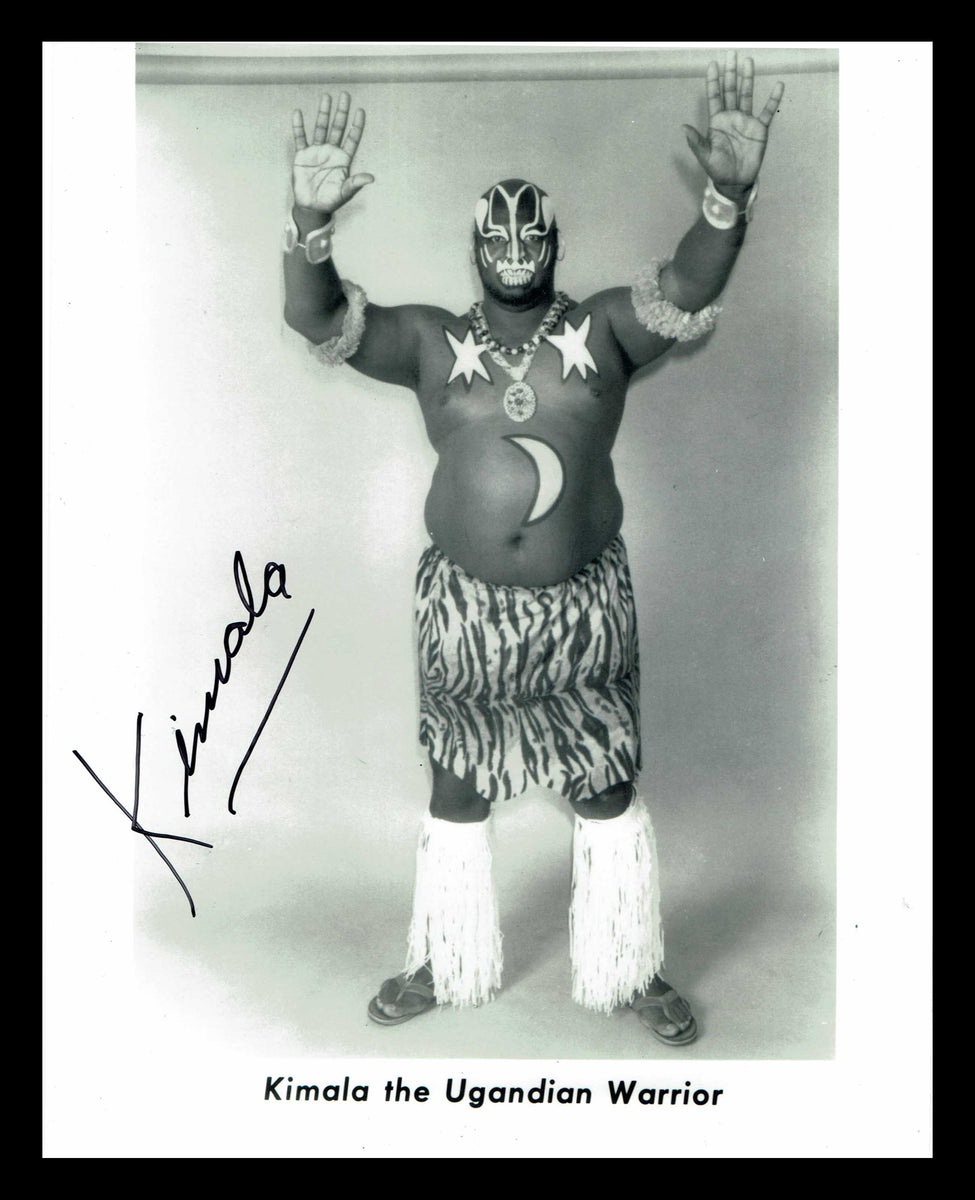 Kamala Signed 16x20 WWF Wrestling Promo Photos Wrestler Legend WWE Pose WCW