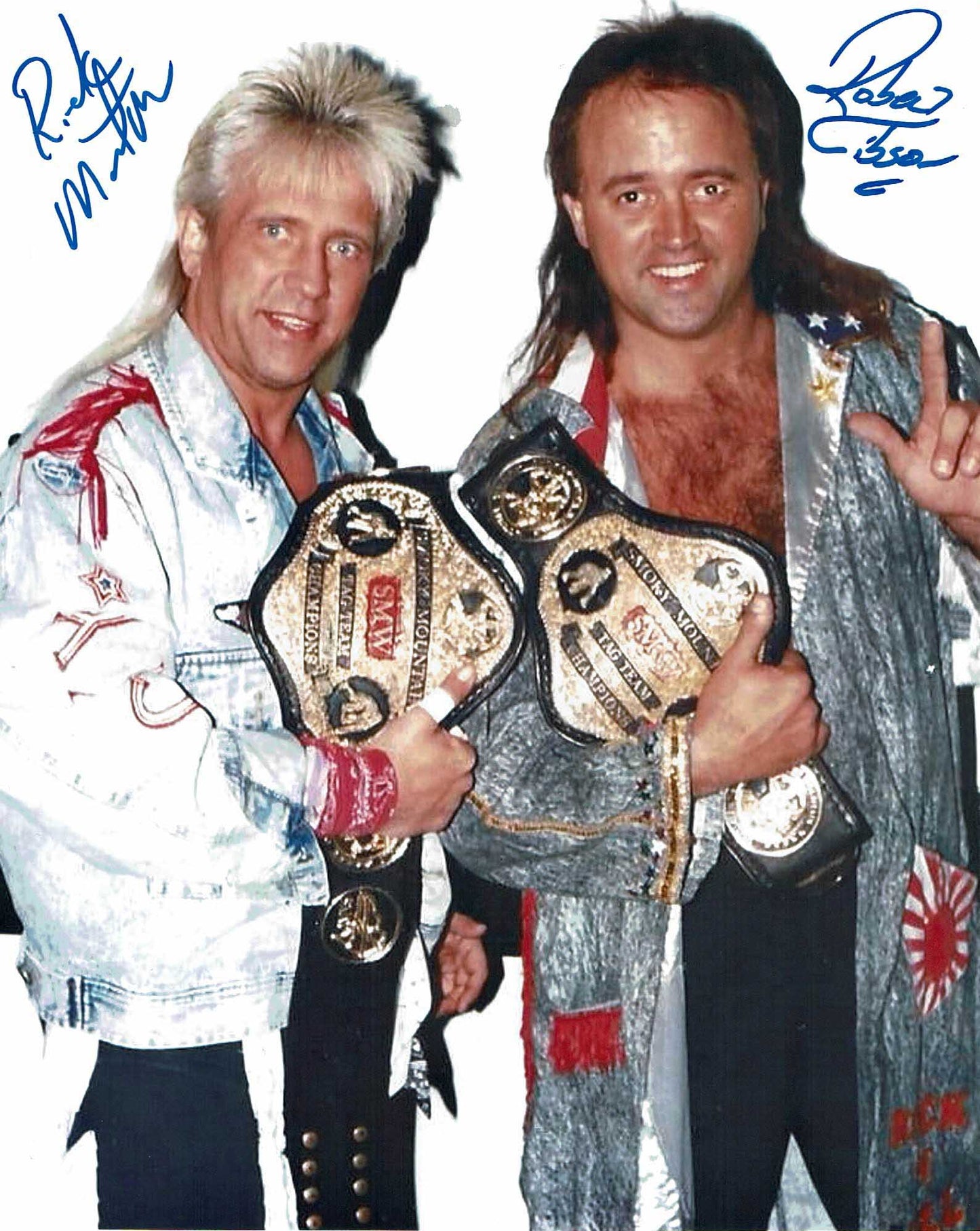 Rock N Roll Express (Gibson & Morton) (Blue or Red Ink) Pose 1 Signed Photo COA