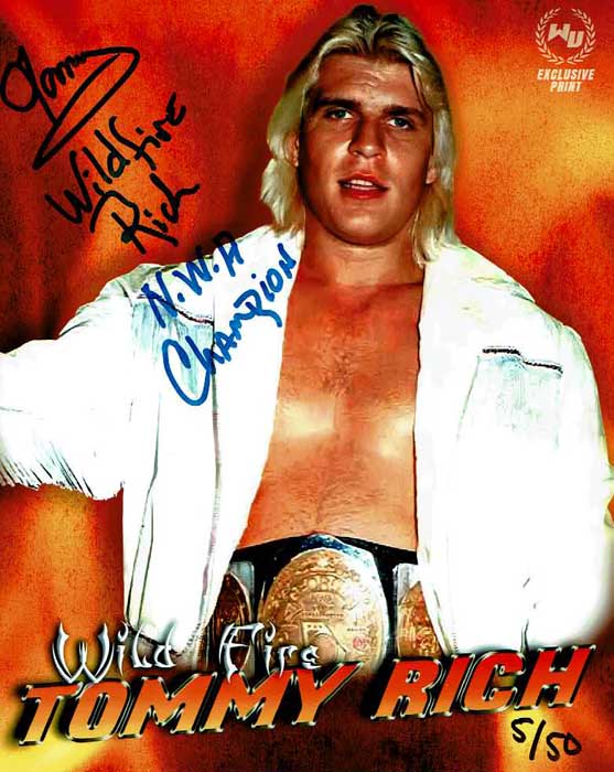 Tommy Rich Wrestling Universe Exclusive Signed Photo Inscribed #'red to 50