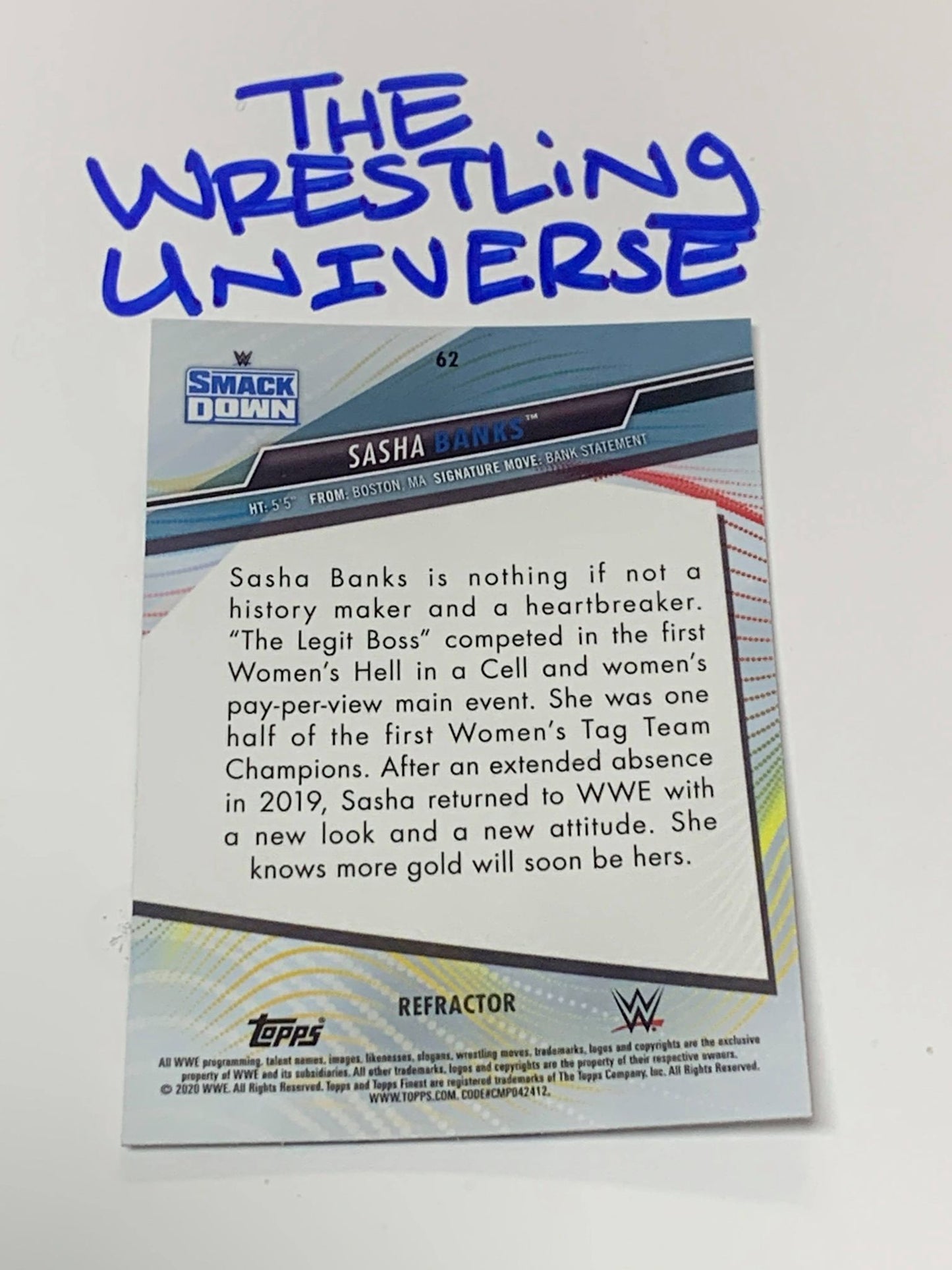Sasha Banks WWE 2021 Topps Finest REFRACTOR #62