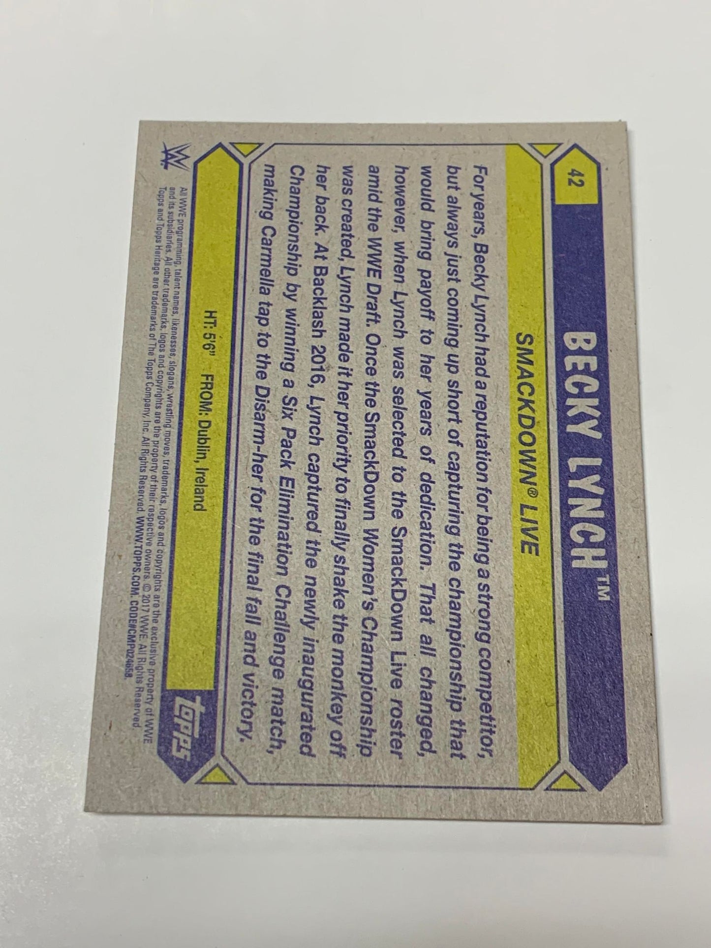 Becky Lynch 2017 WWE Topps Card #42