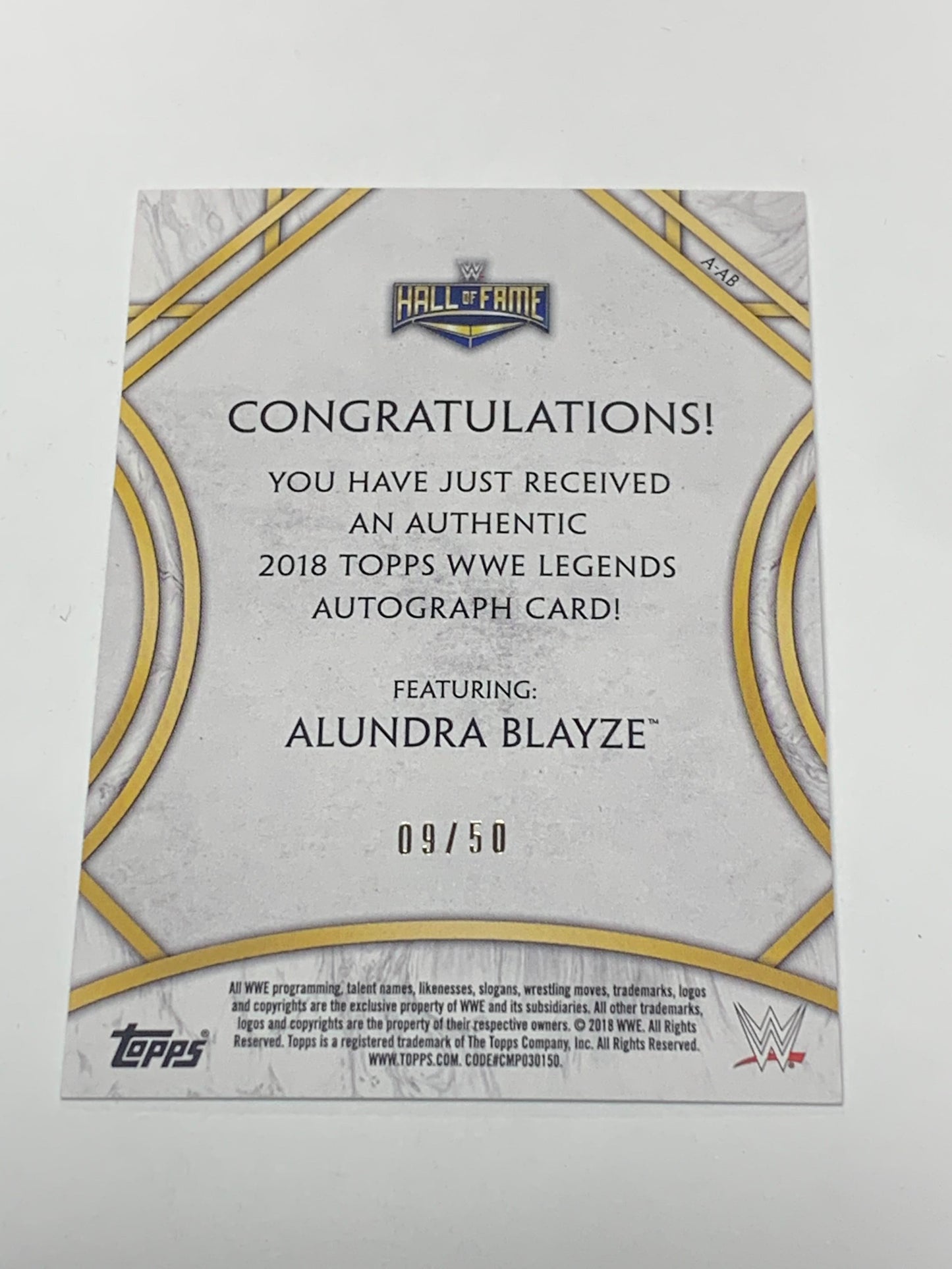 Alundra Blayze 2018 WWE Topps Legends Signed #/50