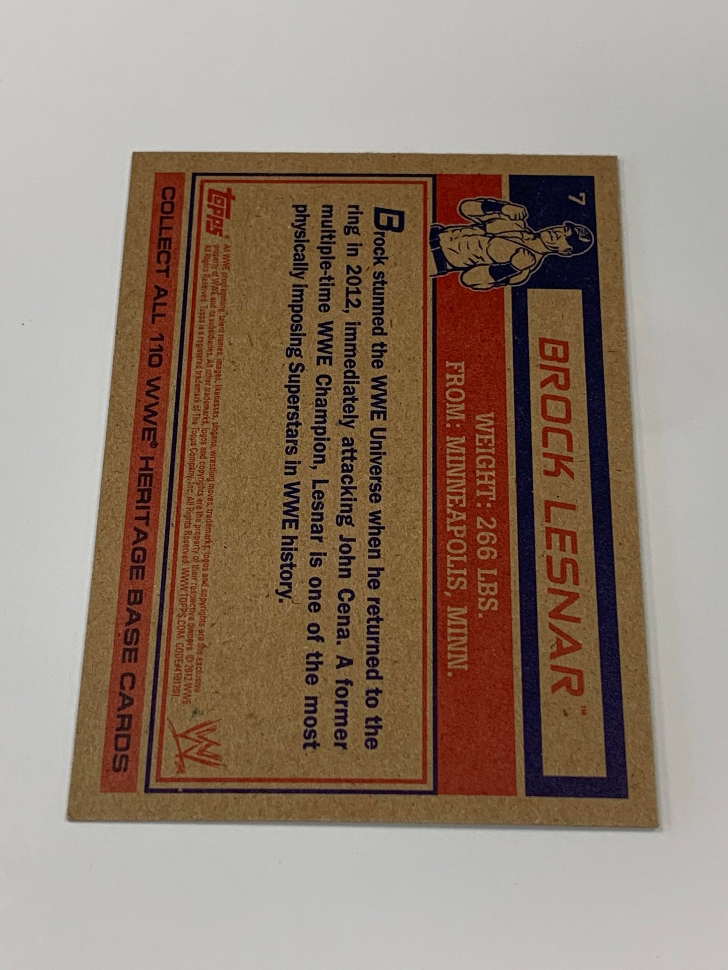 Brock Lesnar 2012 Topps Heritage Card #7