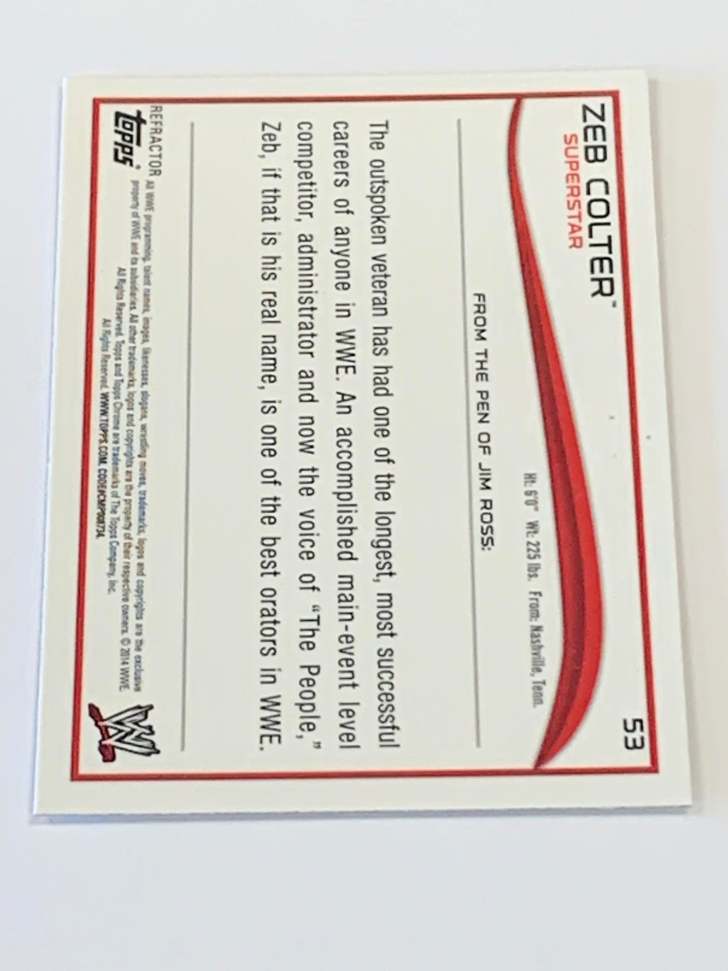 Zeb Colter 2014 WWE Topps Chrome REFRACTOR Card #53