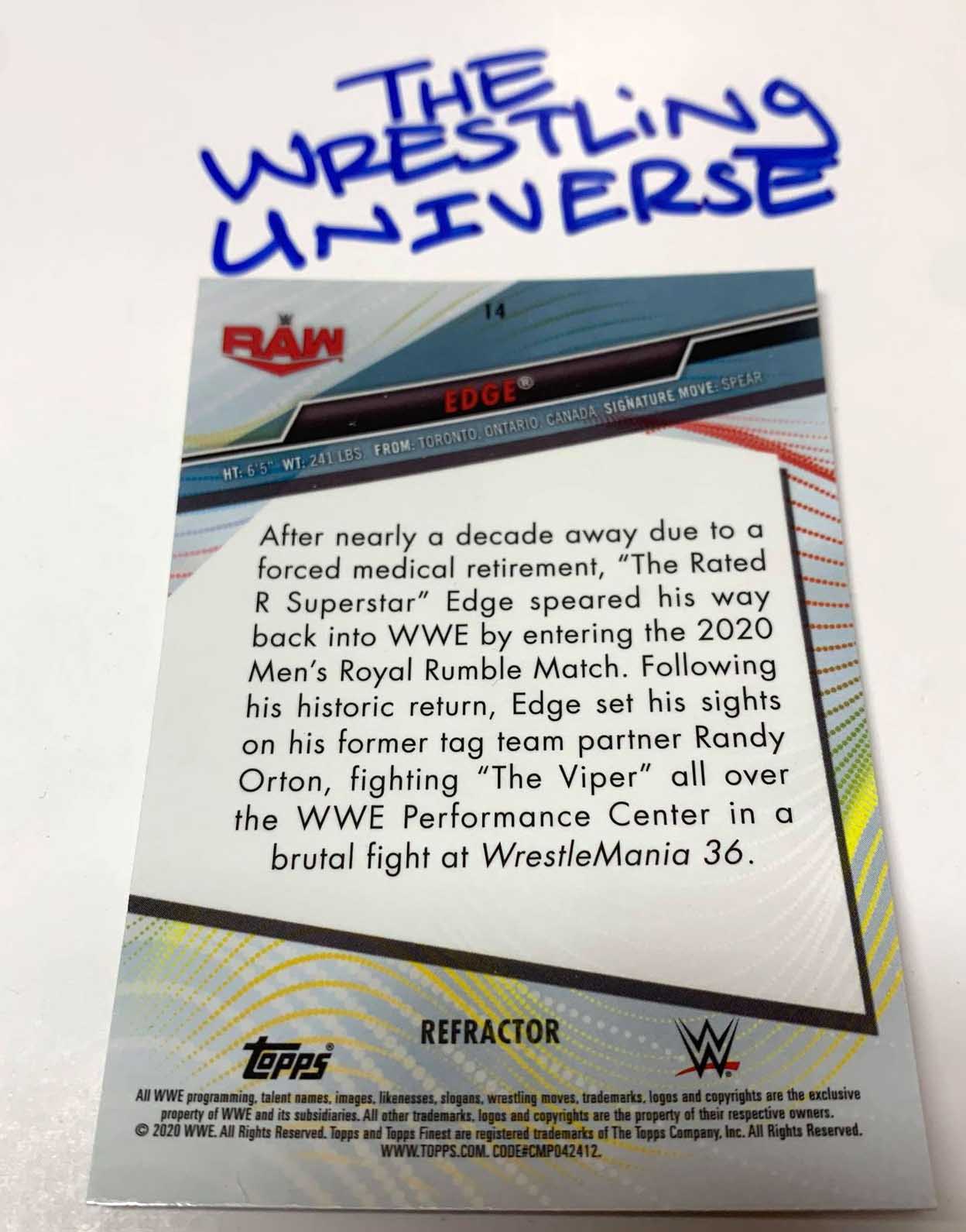 Edge 2020 WWE Topps Finest REFRACTOR Card #14