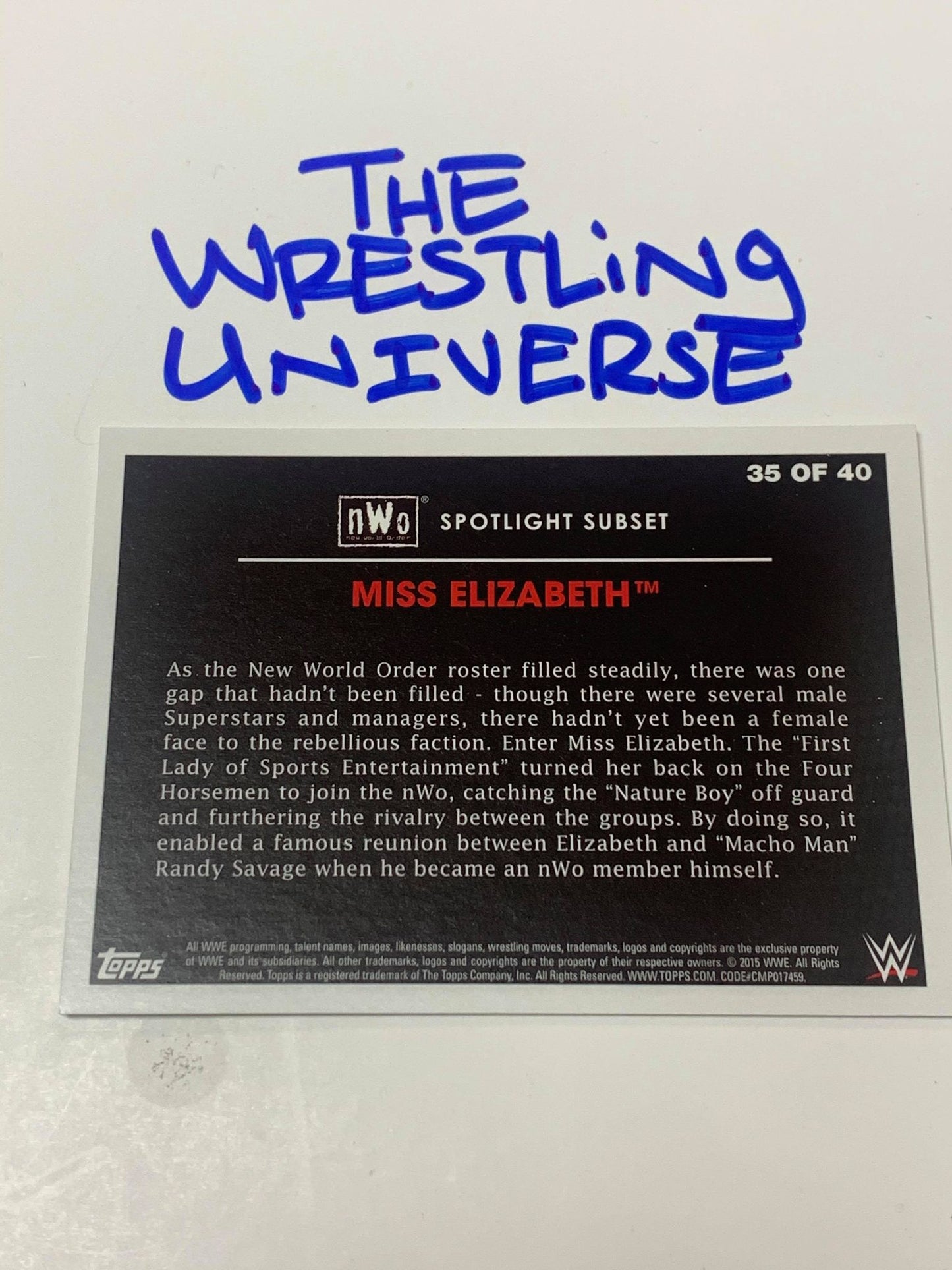 Elizabeth WWE 2015 Topps NWO Spotlight Subset #35