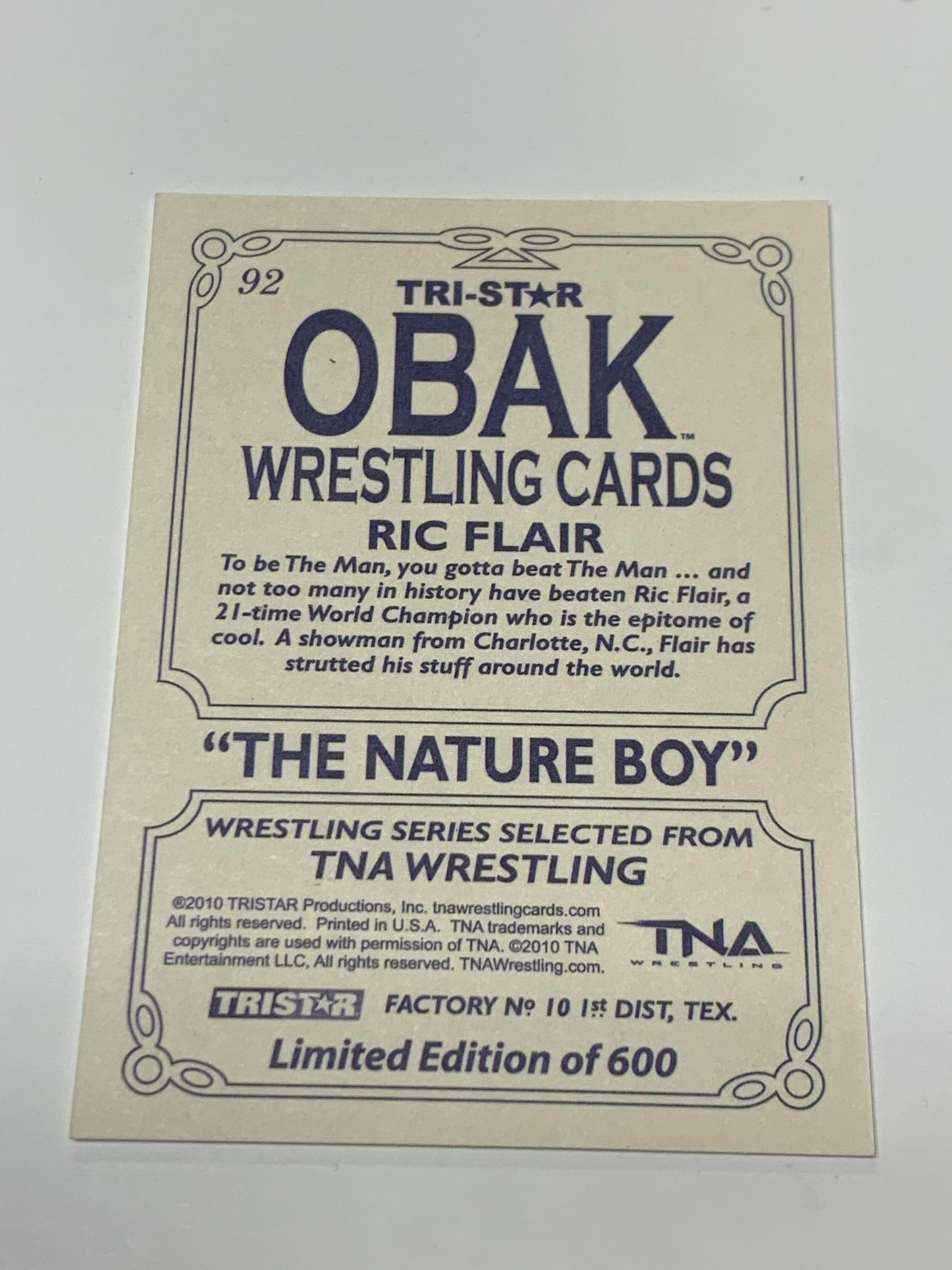 Ric Flair 2010 Tri Star OBAK Limited Edition of 600