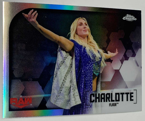 Charlotte Flair 2020 WWE Topps Chrome Refractor Card #IV-10