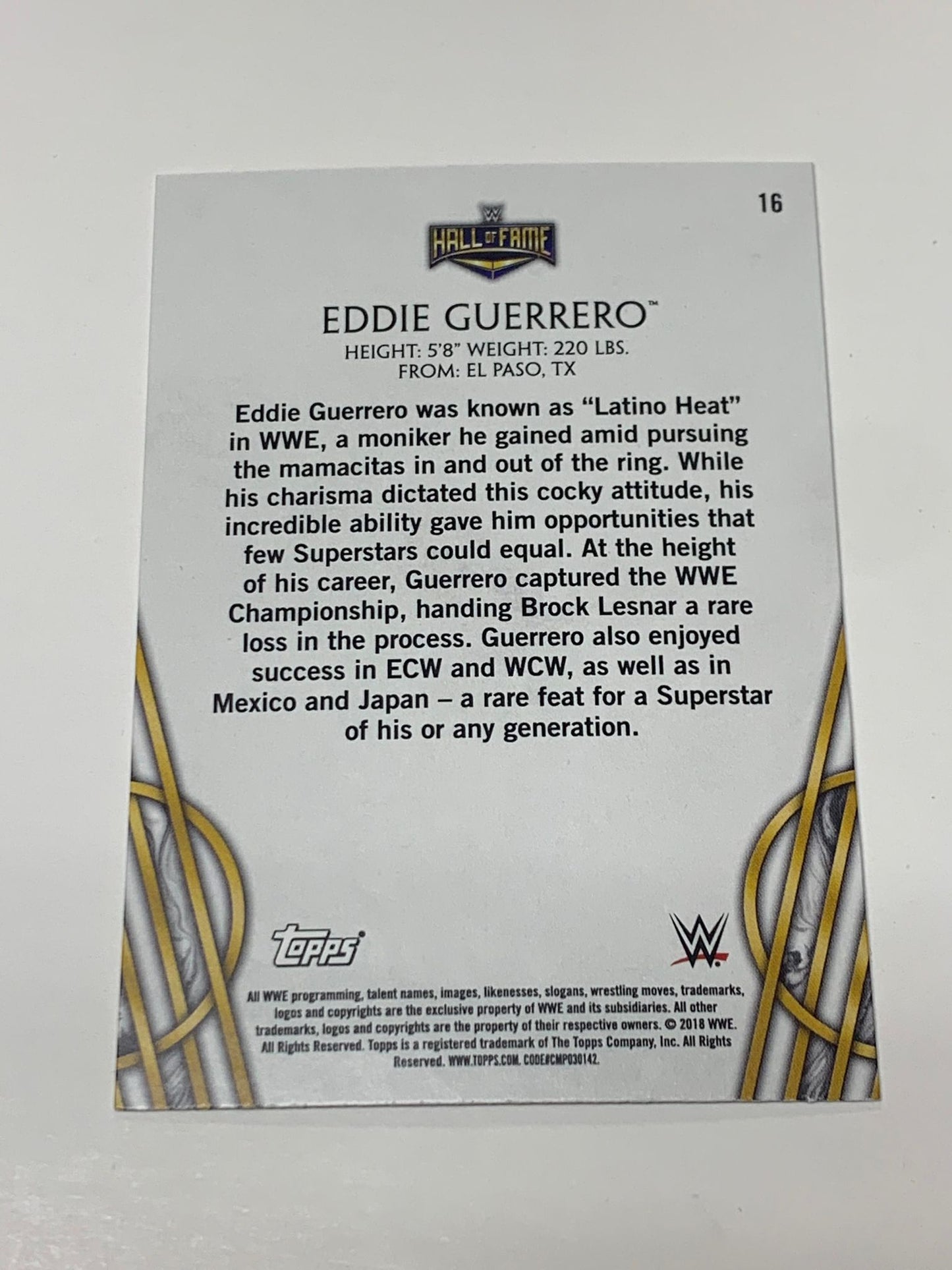 Eddie Guerrero 2018 WWE Topps Hall of Fame Card #16