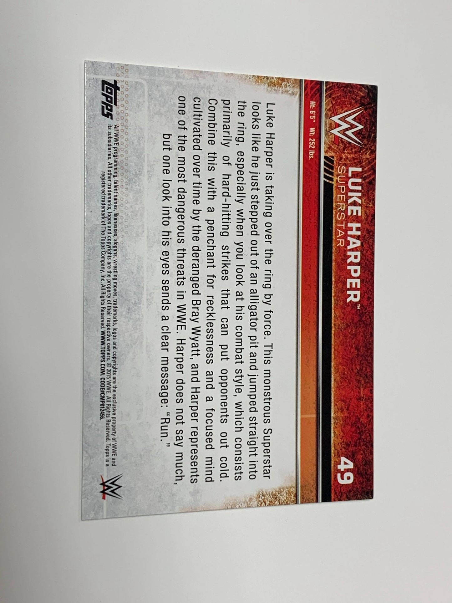 Luke Harper 2015 WWE Topps Card #49