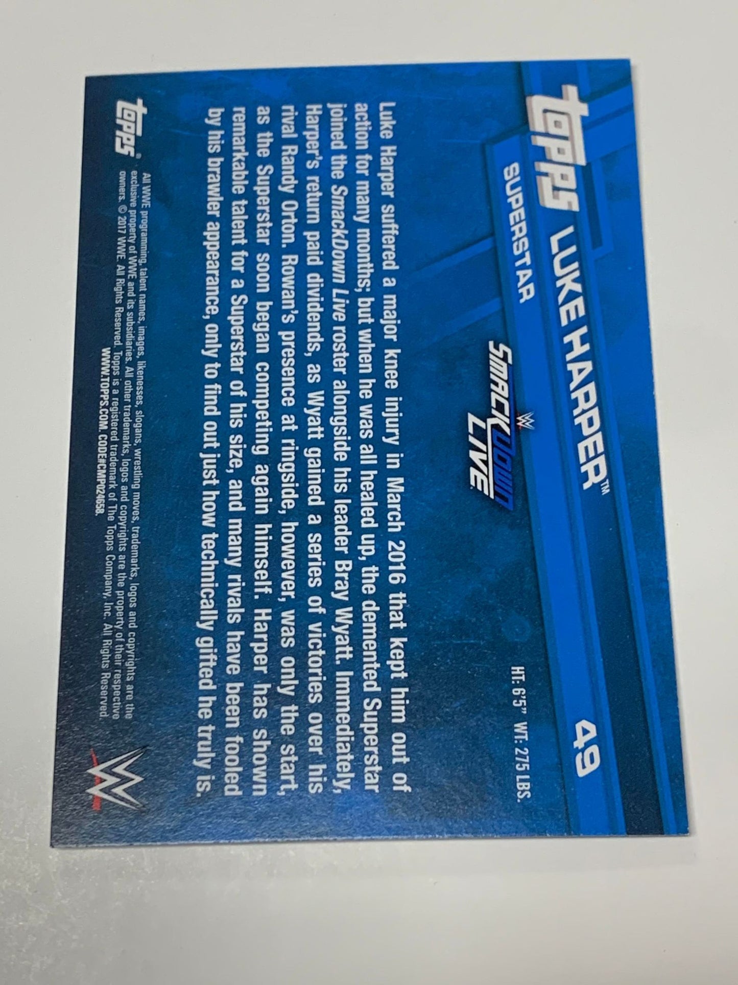 Luke Harper 2017 WWE Topps Card #49