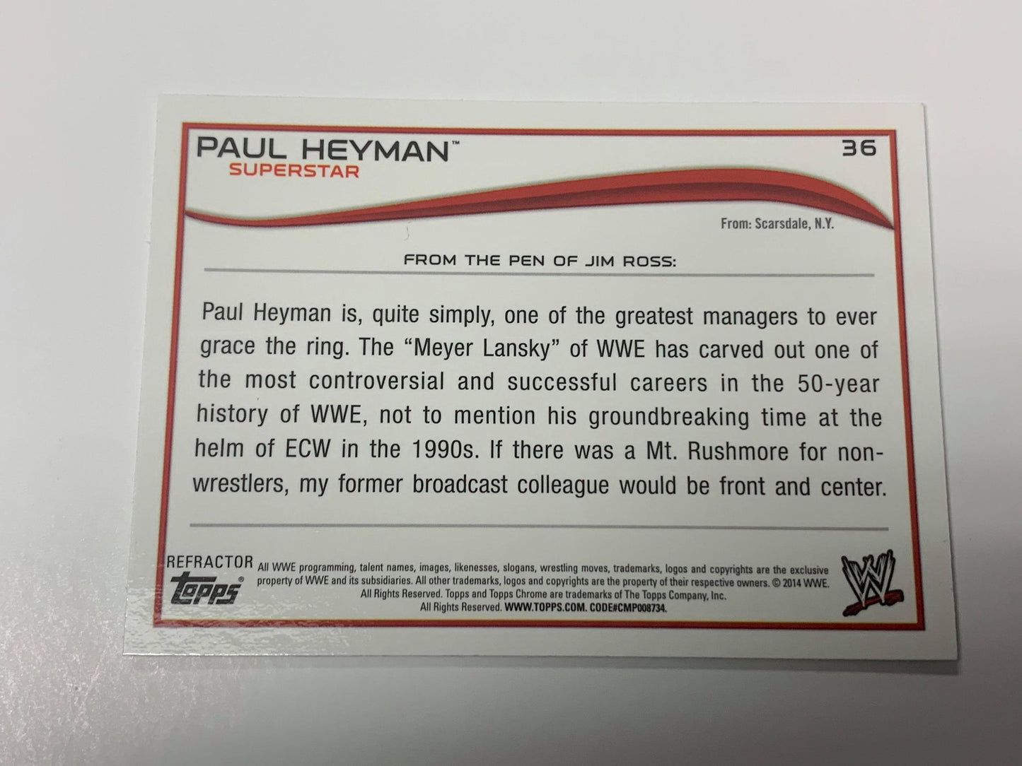 Paul Heyman WWE 2014 Topps Chrome REFRACTOR