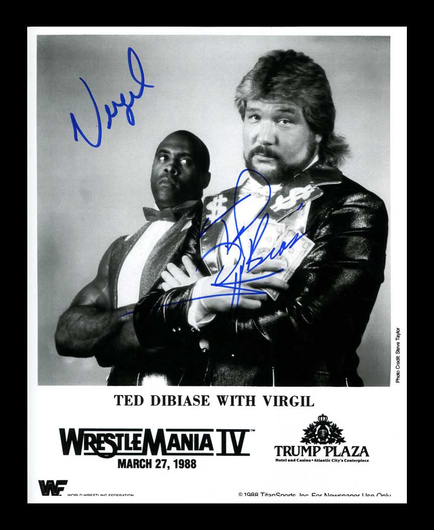 Ted Dibiase & Virgil Pose 1 Dual Signed Photo COA