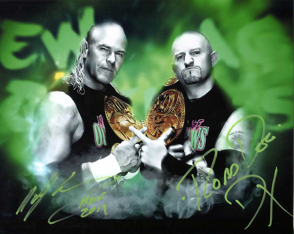 New Age Outlaws Billy Gunn & Road Dogg Dual Signed Pose 2 Photo COA