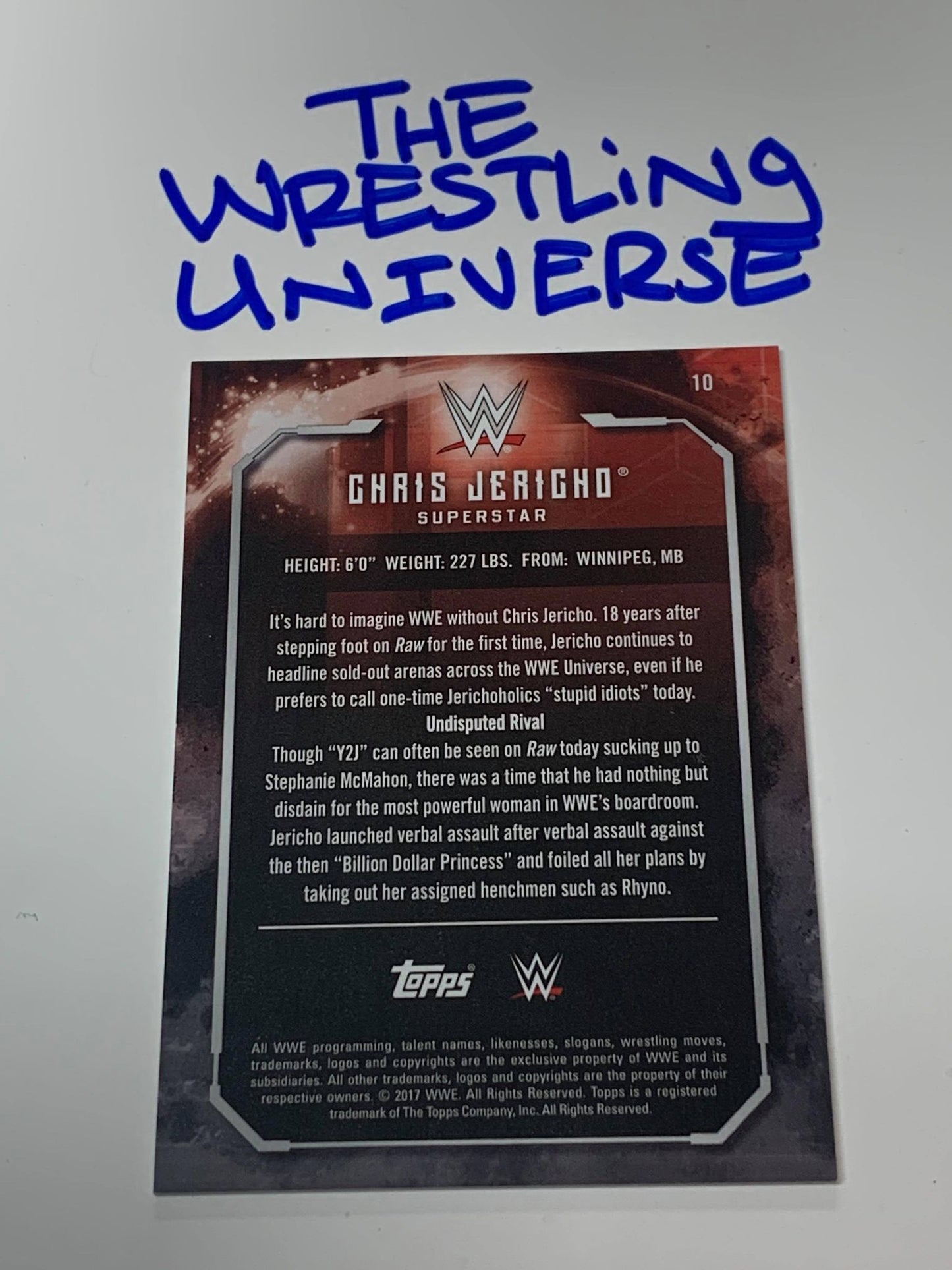 Chris Jericho WWE 2017 Topps Undisputed Card #10 Serial #9/50