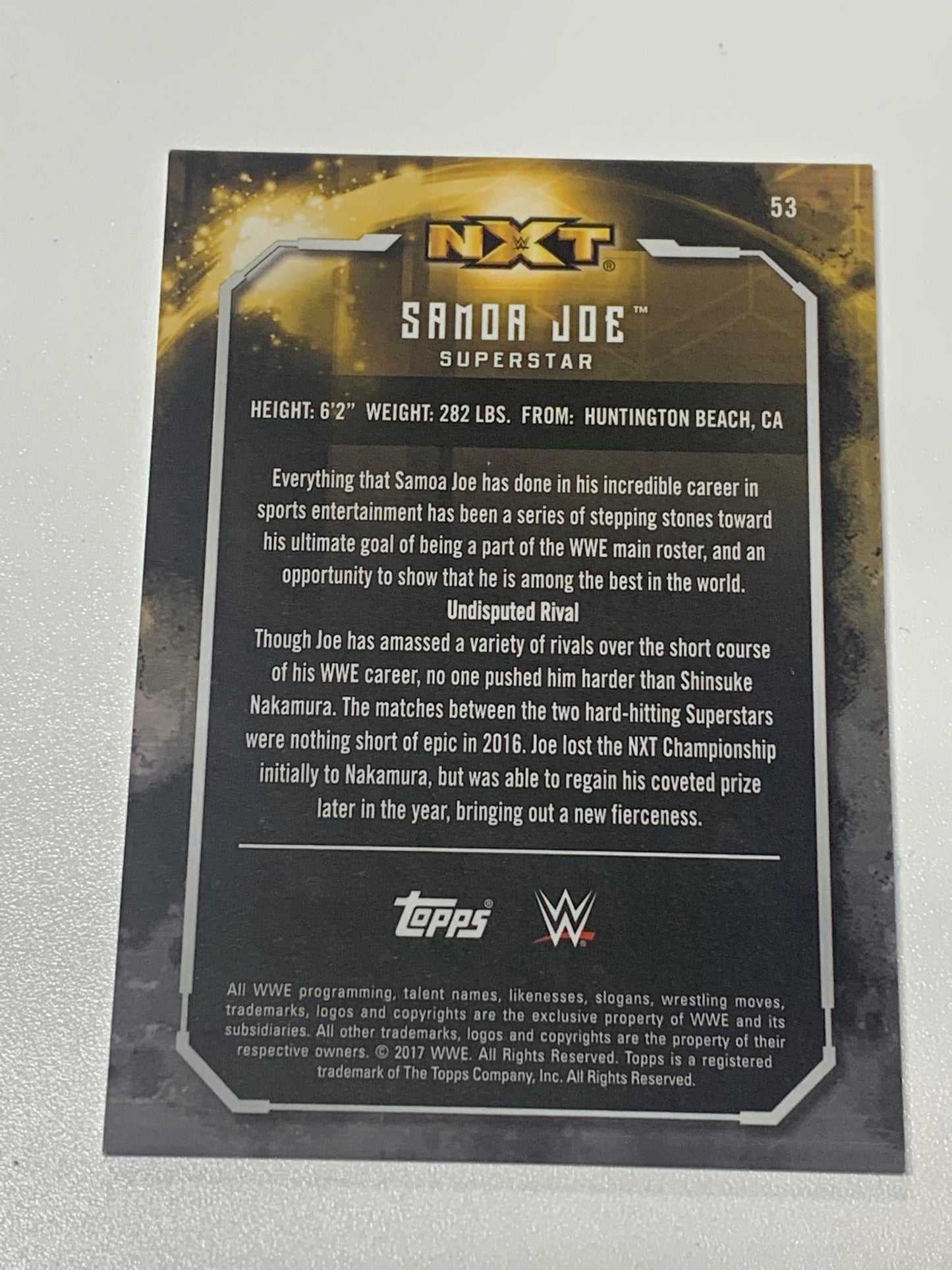Samoa Joe 2017 Topps WWE NXT Undisputed Card #53