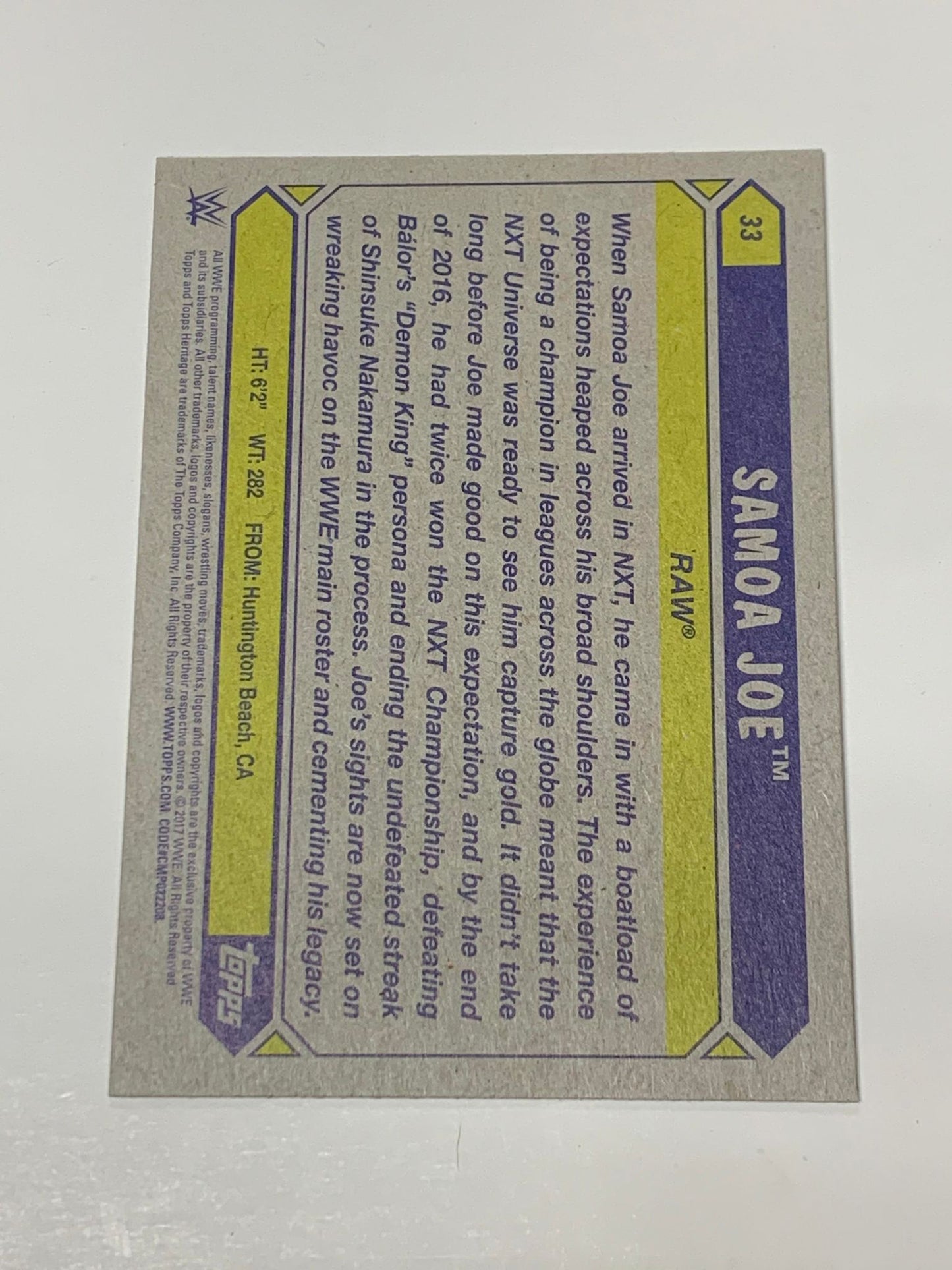 Samoa Joe 2017 WWE Topps All-Star Rookie #33