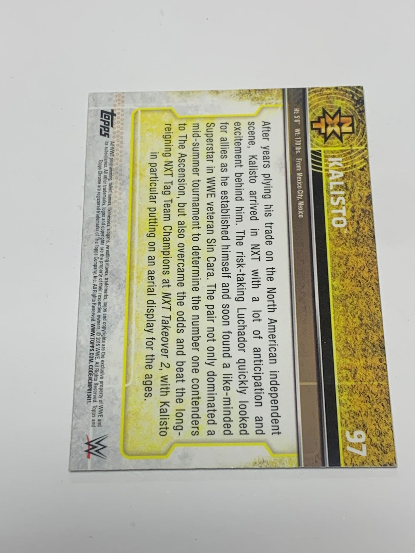 Kalisto 2015 WWE NXT Topps Chrome RC #97
