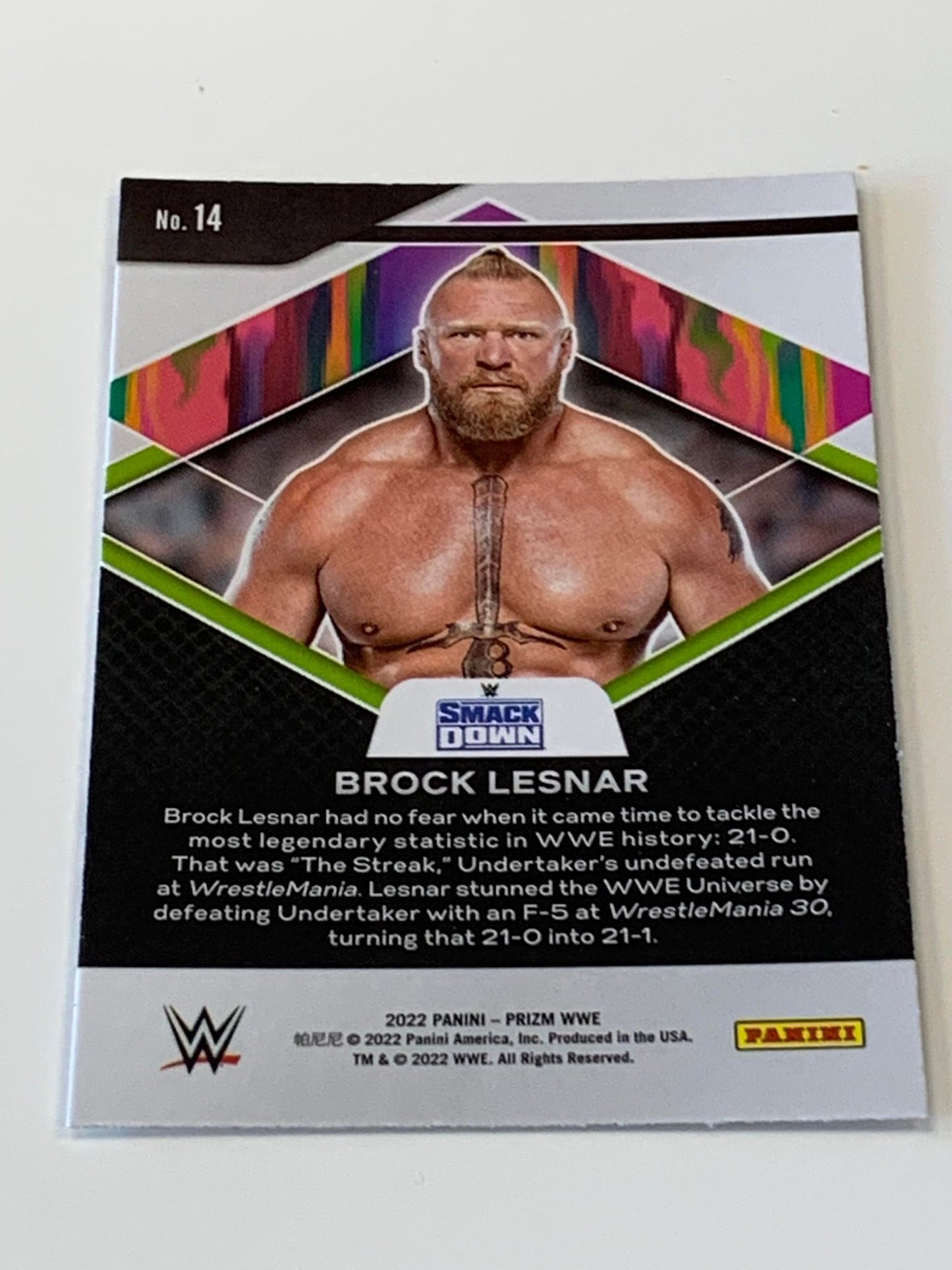 Brock Lesnar 2022 WWE Panini Prizm Fearless Insert #14