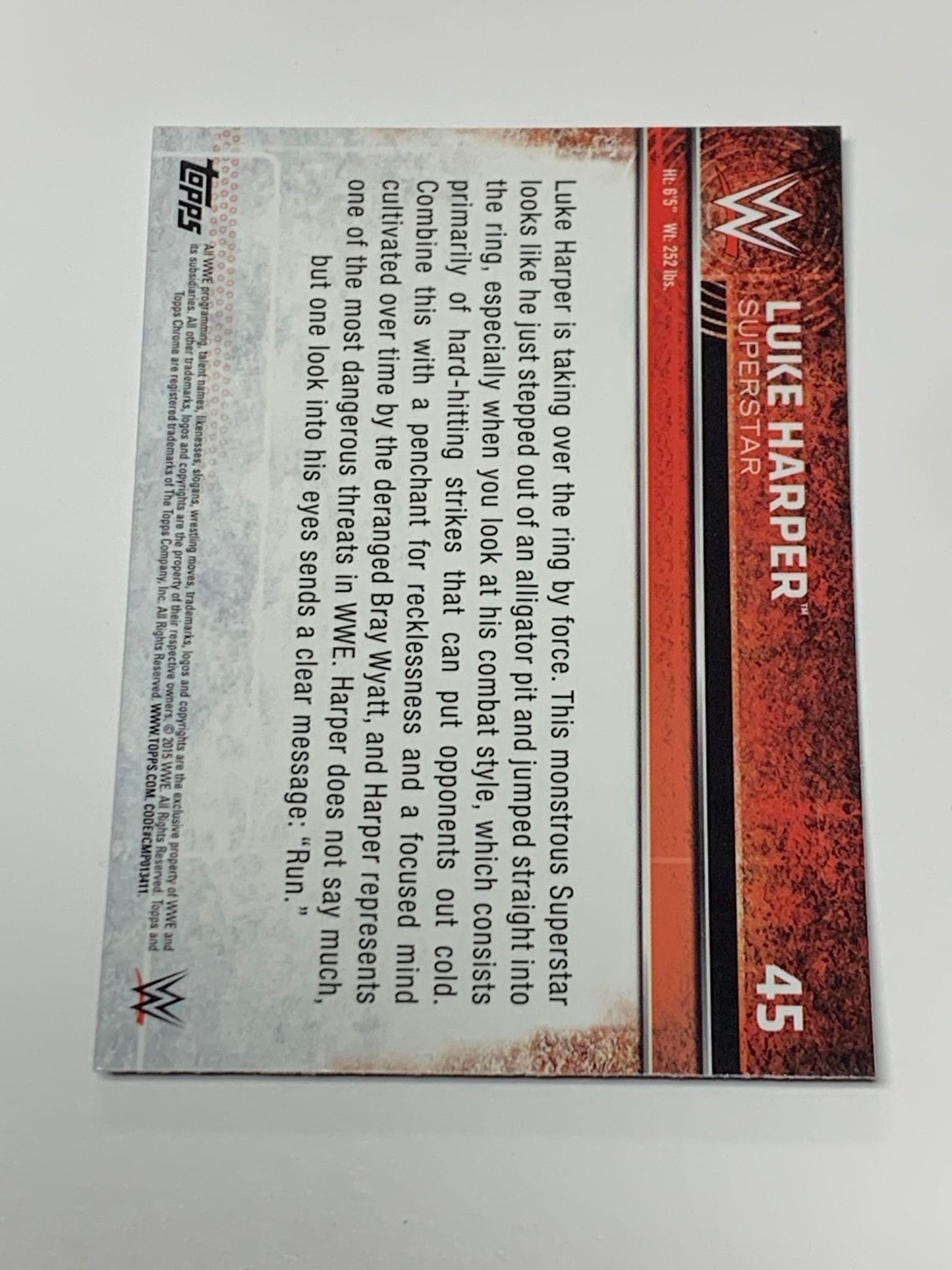 Luke Harper 2015 WWE Topps Chrome Card #45