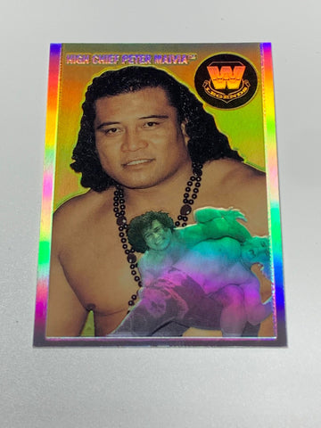 High Chief Peter Maivia 2007 WWE Topps Chrome Heritage REFRACTOR #84