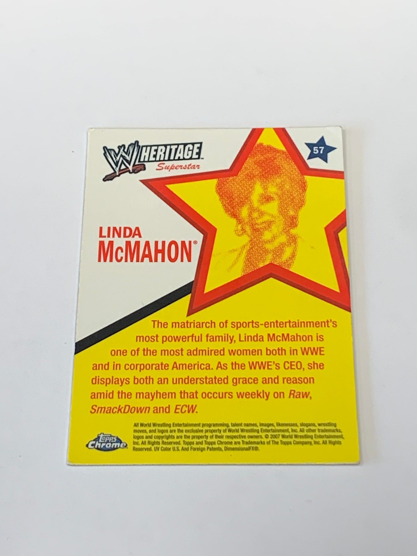 Linda McMahon 2007 Topps Chrome Heritage Card #57