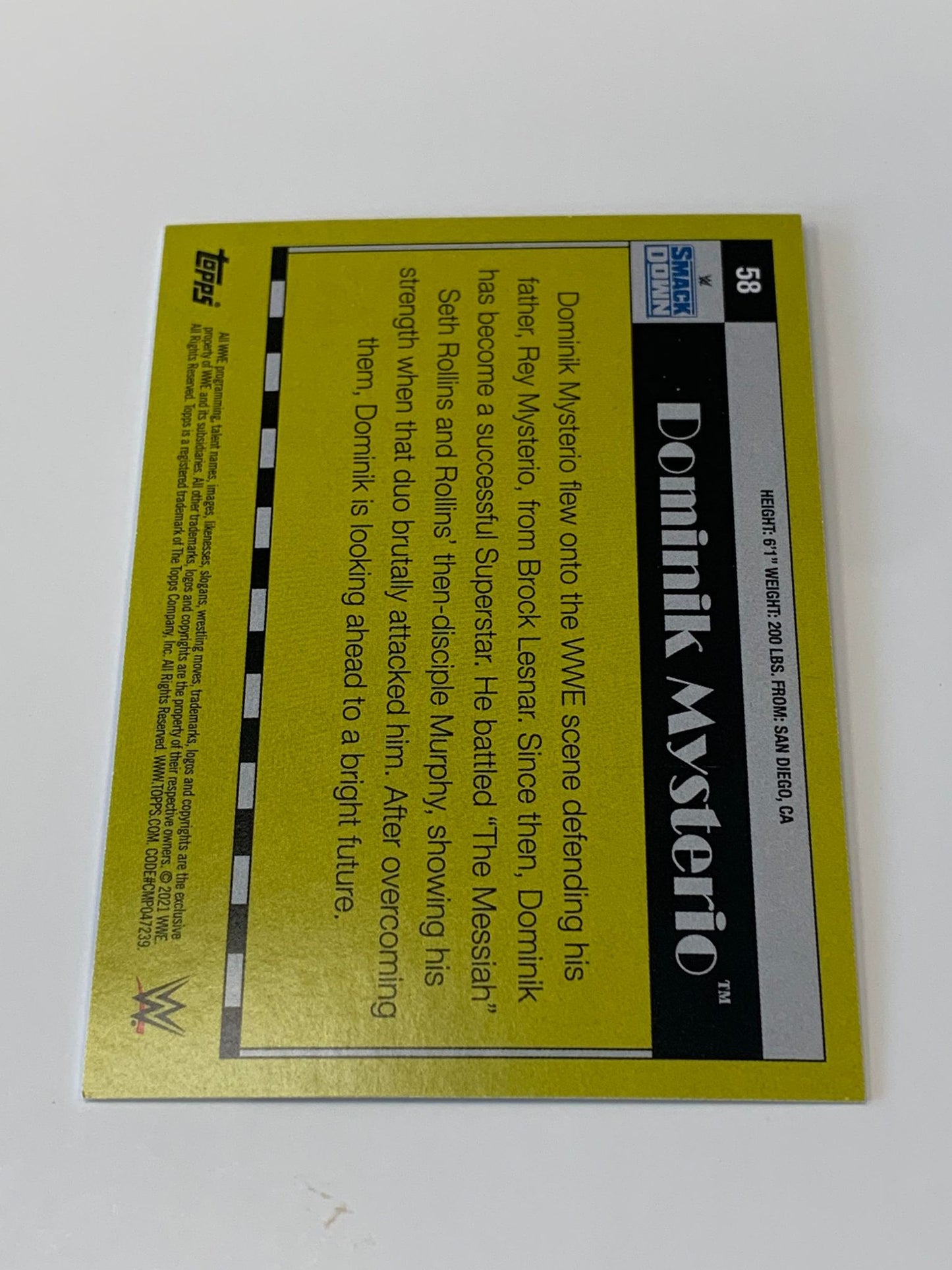 Dominik Mysterio 2021 WWE Topps Parallel #58