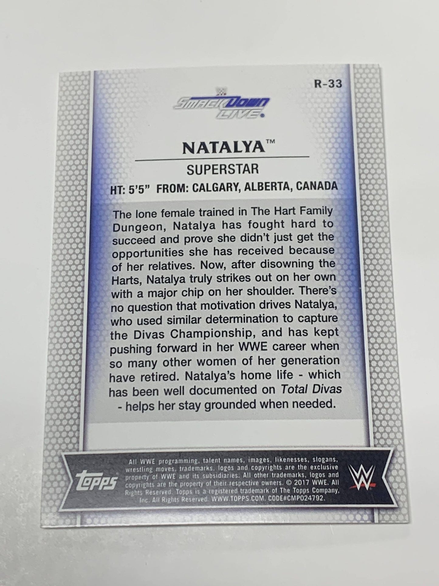 Natalya 2017 WWE Topps Card #R-33