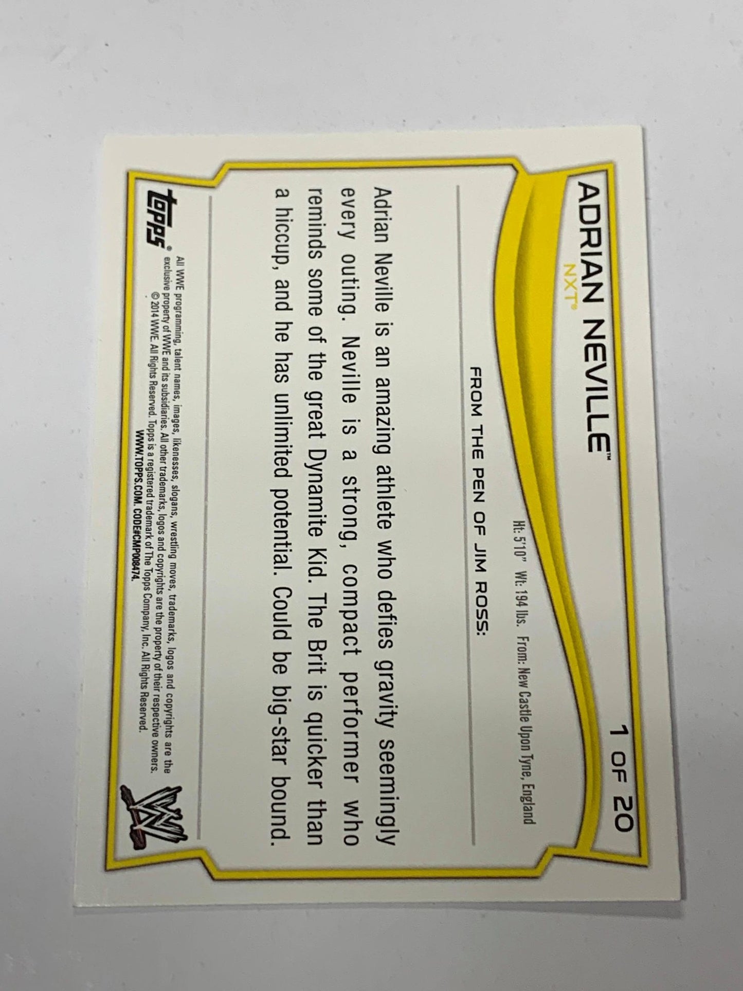 Neville WWE NXT 2014 Topps Rookie #1