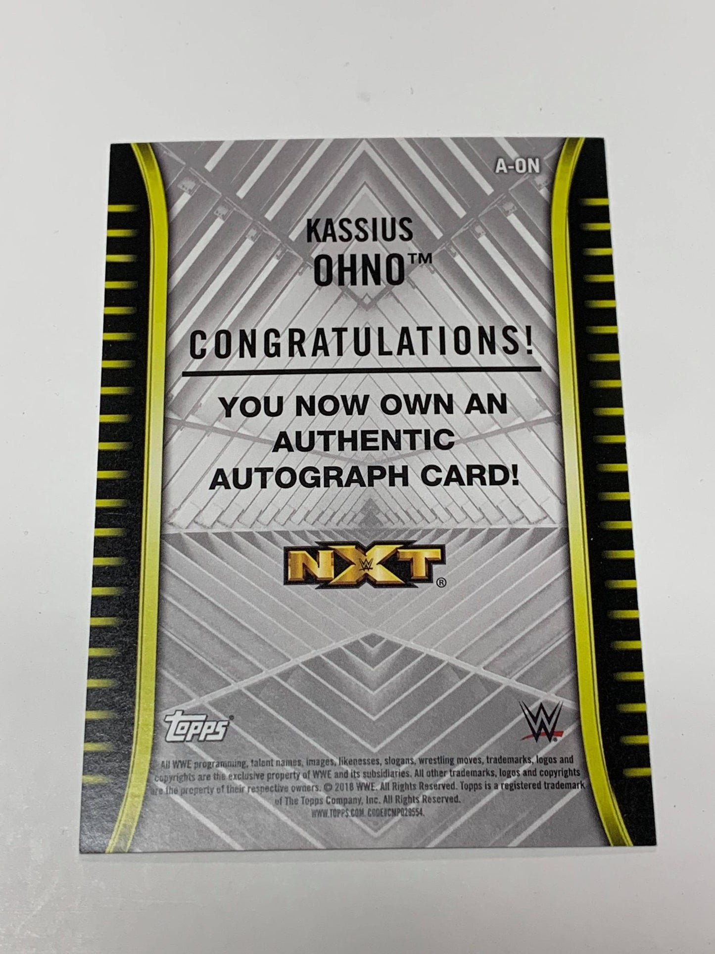 Kassius Ohno (Chris Hero) Topps 2018 WWE NXT Signed Card