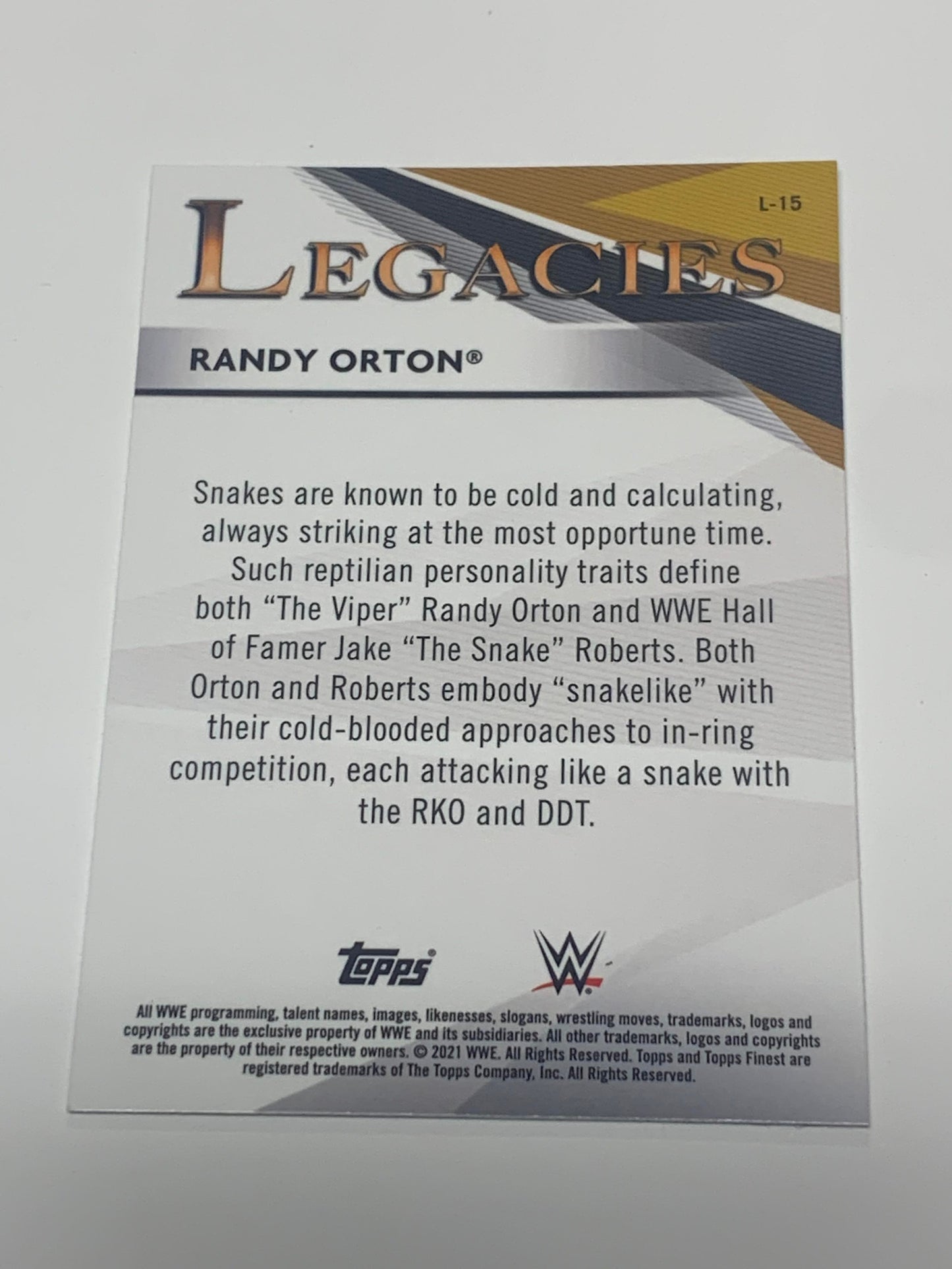 Randy Orton & Jake Roberts 2021 WWE Topps Finest Legacies #L-15
