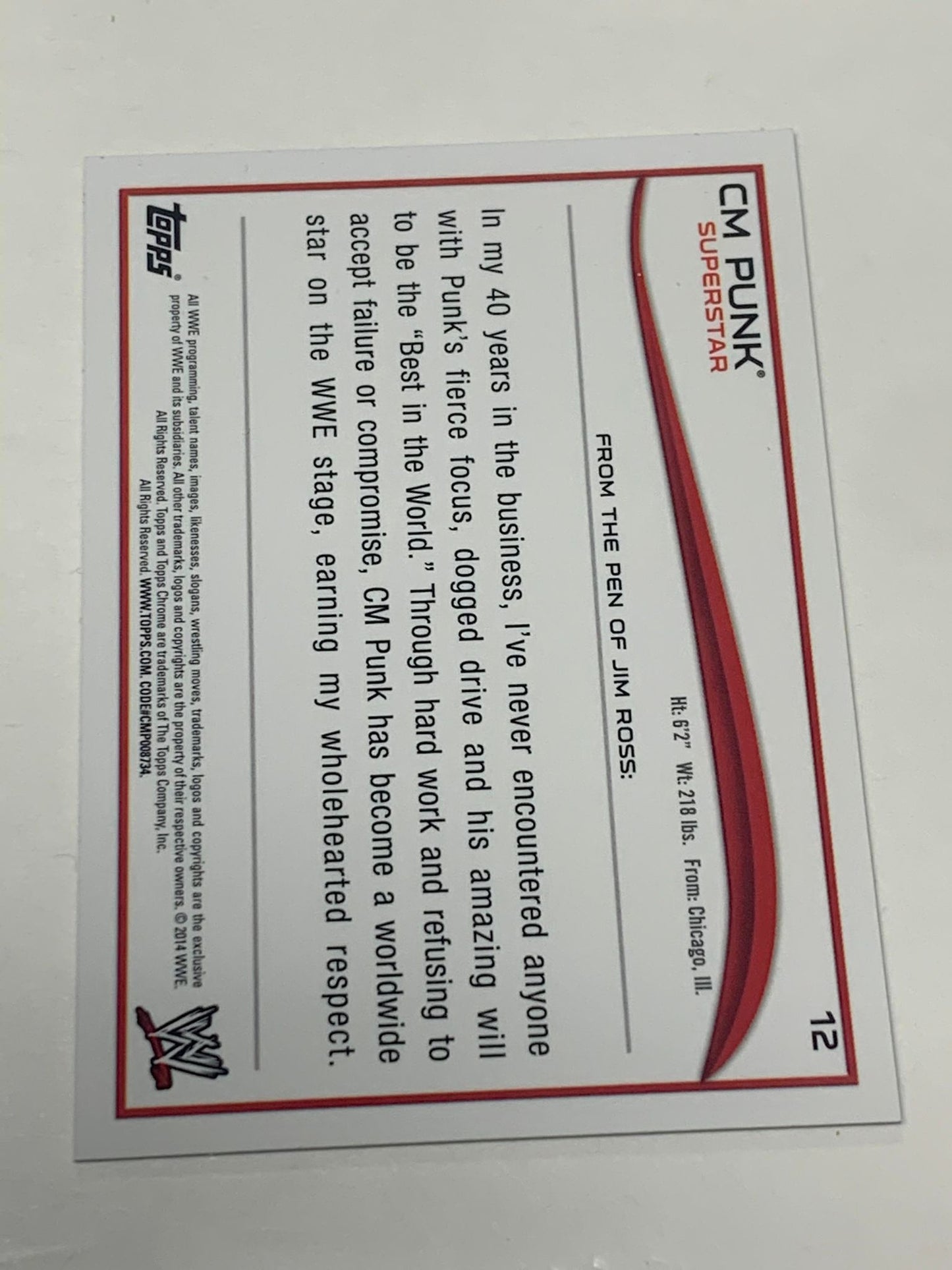 CM Punk 2014 WWE Topps Chrome