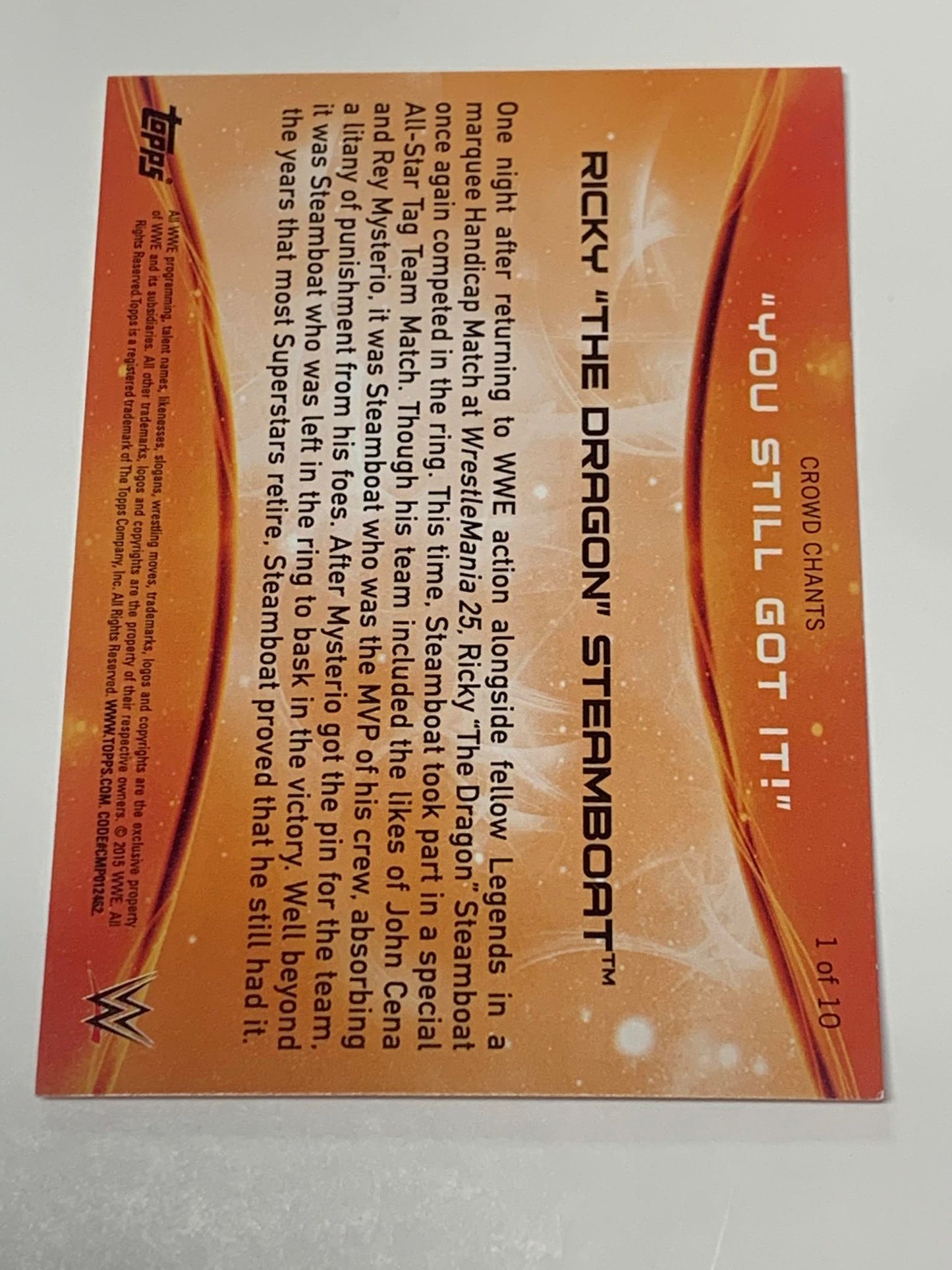 Ricky Steamboat 2015 WWE Topps Insert Card #1