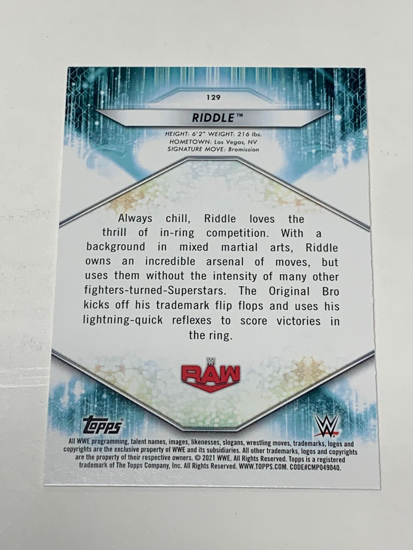 Matt Riddle 2021 WWE Topps Card #129
