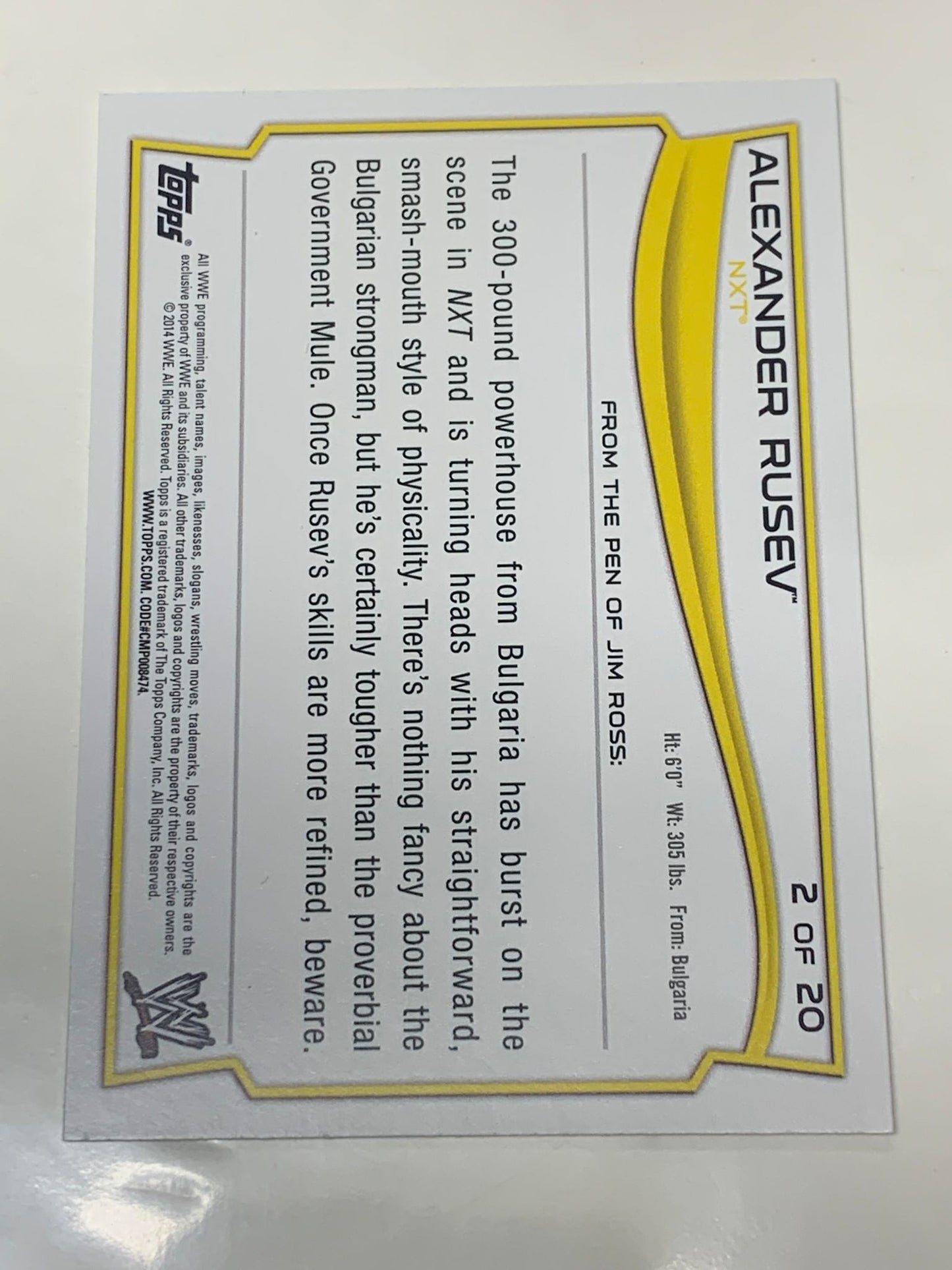 Rusev 2014 WWE Topps NXT Rookie #2