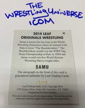 Samu Signed 2014 Leaf Card #’ed 91/99