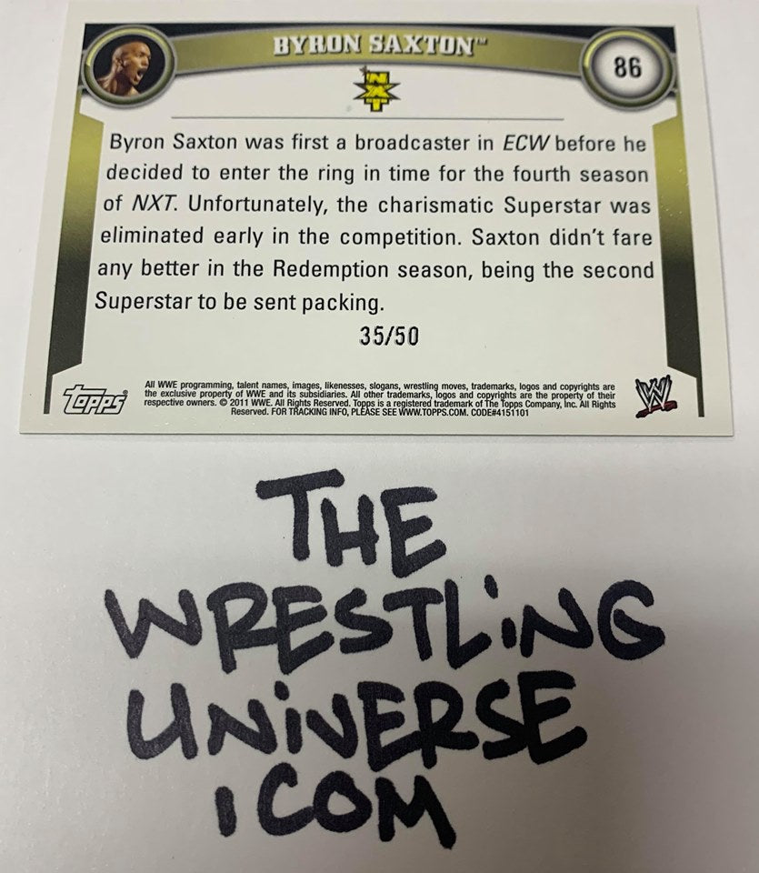 Byron Saxton WWE Topps Rookie 2011 “Gold Parallel” #’ed 35/50