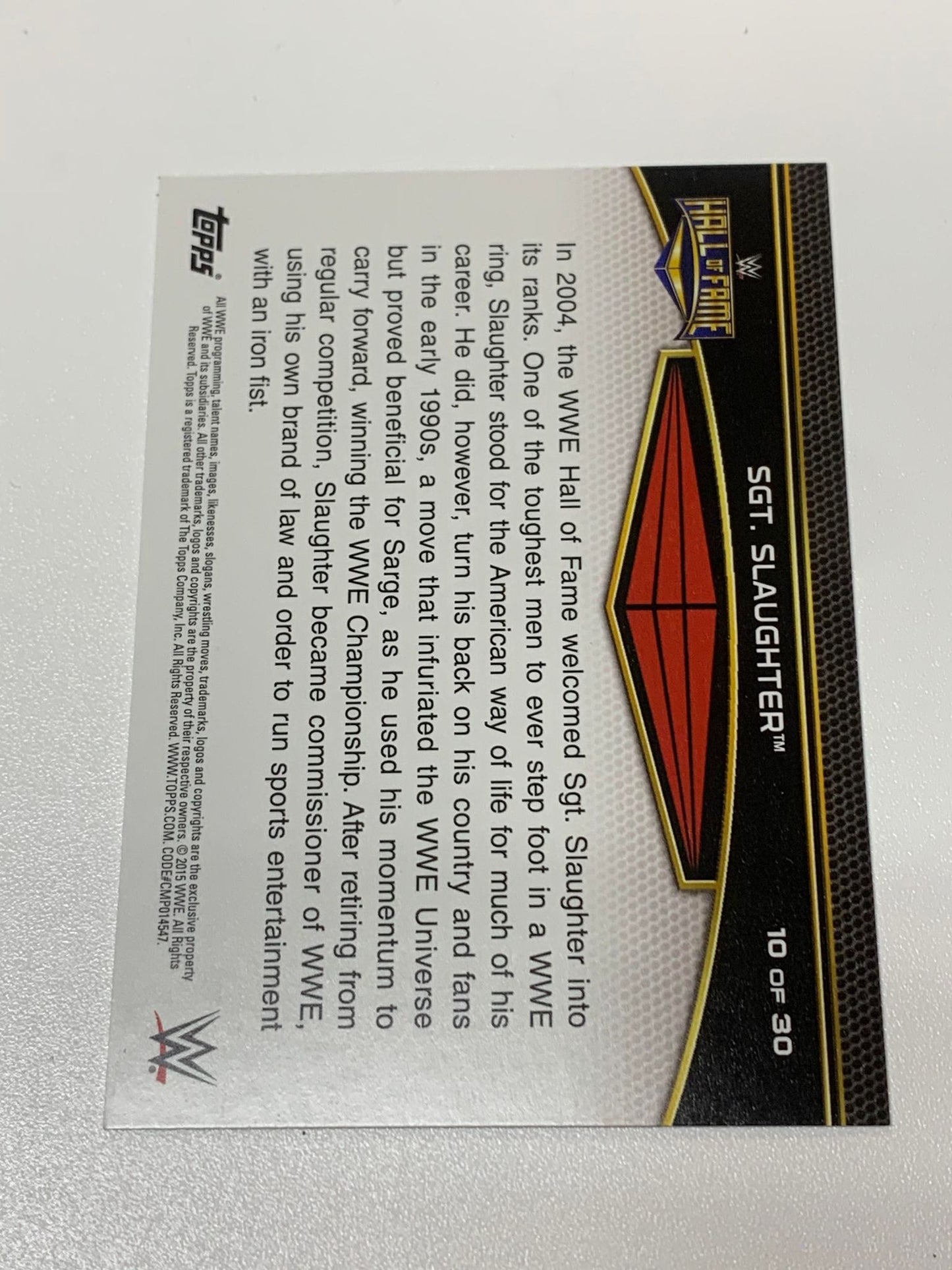 Sgt. Slaughter 2010 WWE Topps National Heroes Insert #NH10