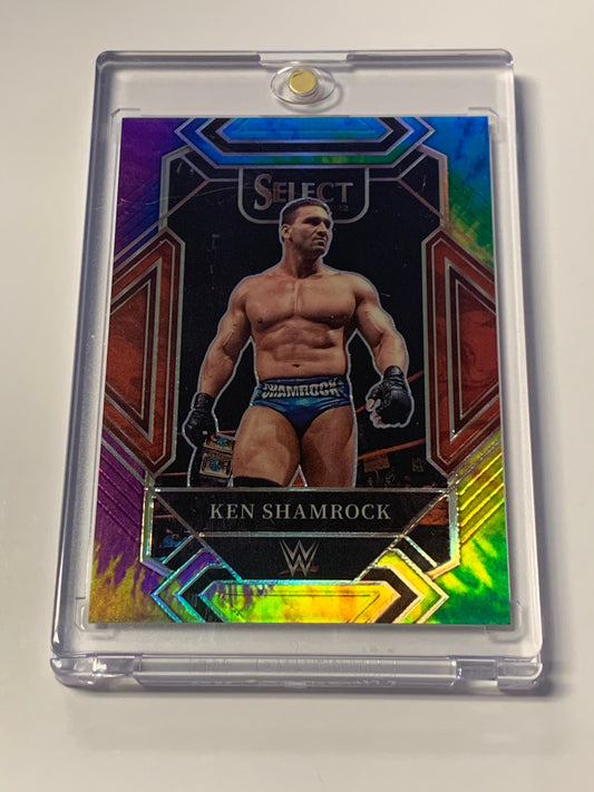 Ken Shamrock 2022 WWE Select Mezzanine Tie-Dye Prizm Refractor #12/25