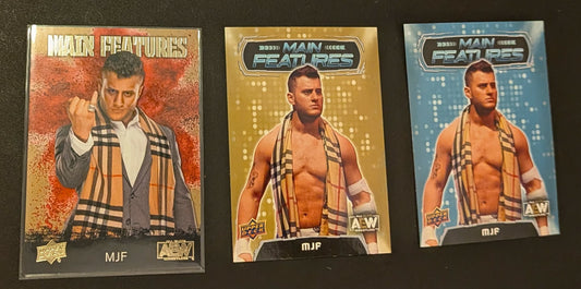 3 Lot 2022 UD AEW MJF Main Features Gold + Base