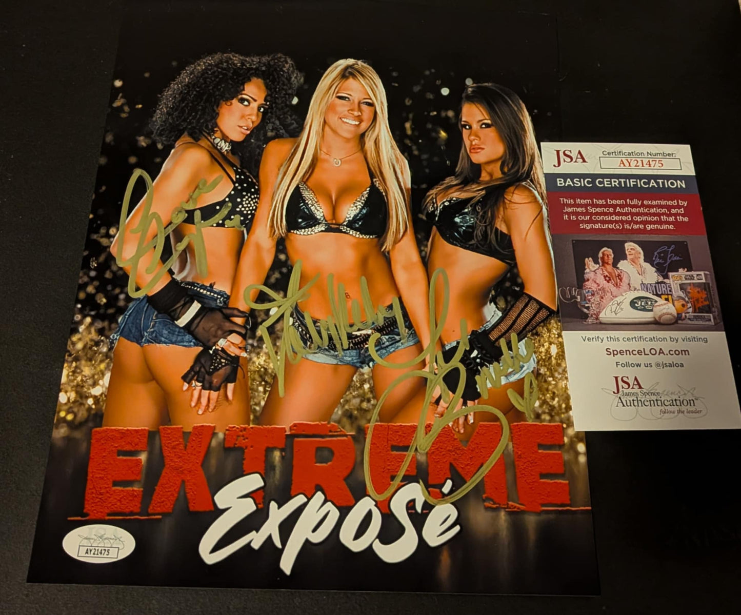Extreme Expose (Brooke Adams Kelly Kelly Layla El) Triple Signed JSA COA