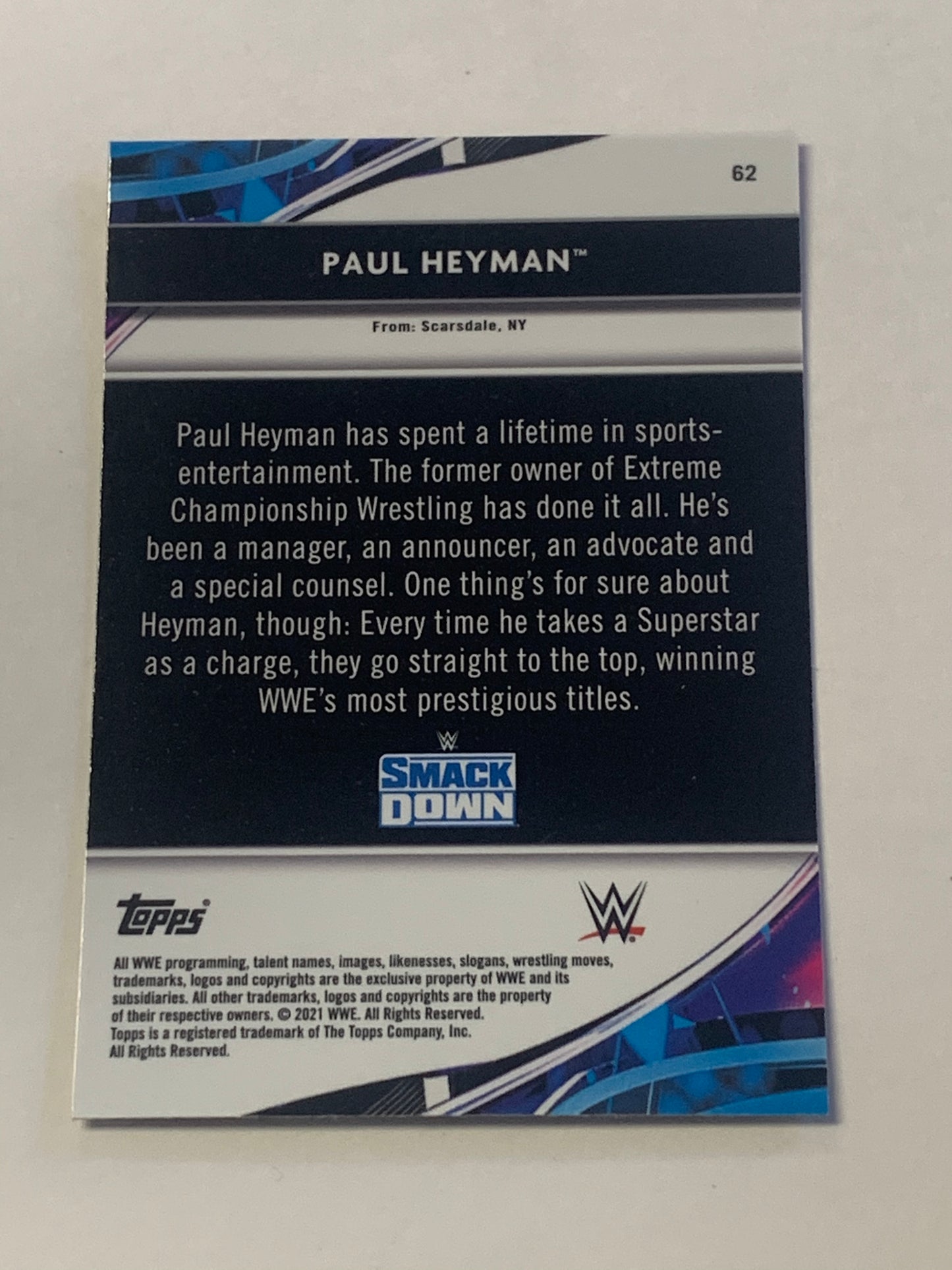 Paul Heyman 2021 WWE Topps Finest X-Fractor Refractor Card