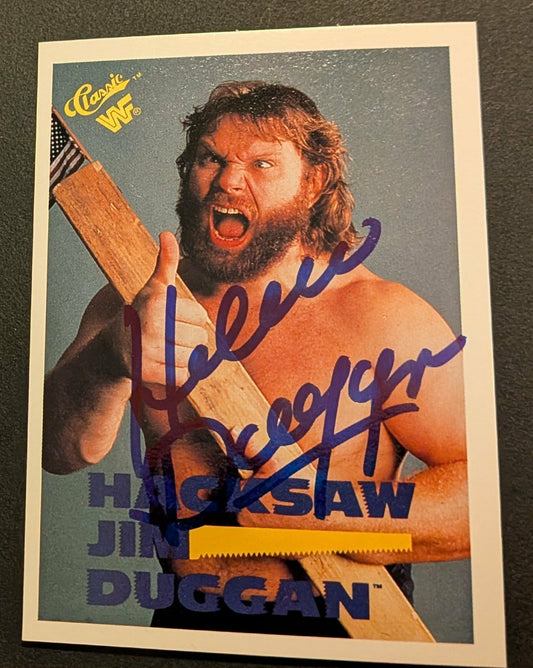 Hacksaw Jim Duggan 1989 WWE Classic Signed Card #9