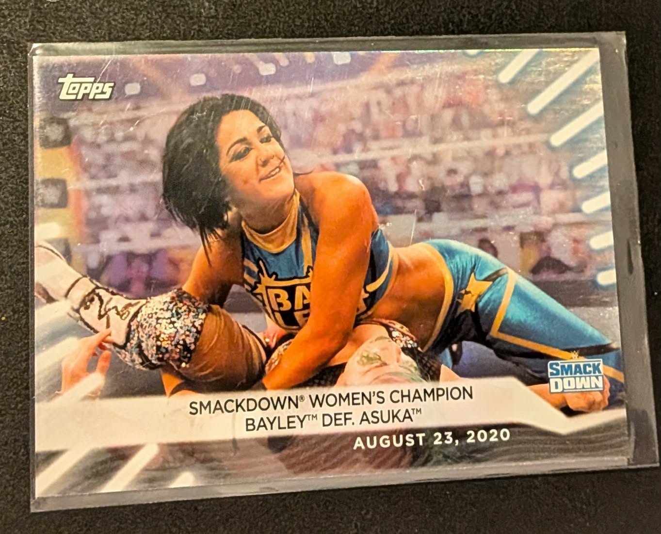 2021 Topps WWE Women's Division #65 SmackDown Champion Bayley Asuka Rainbow Foil