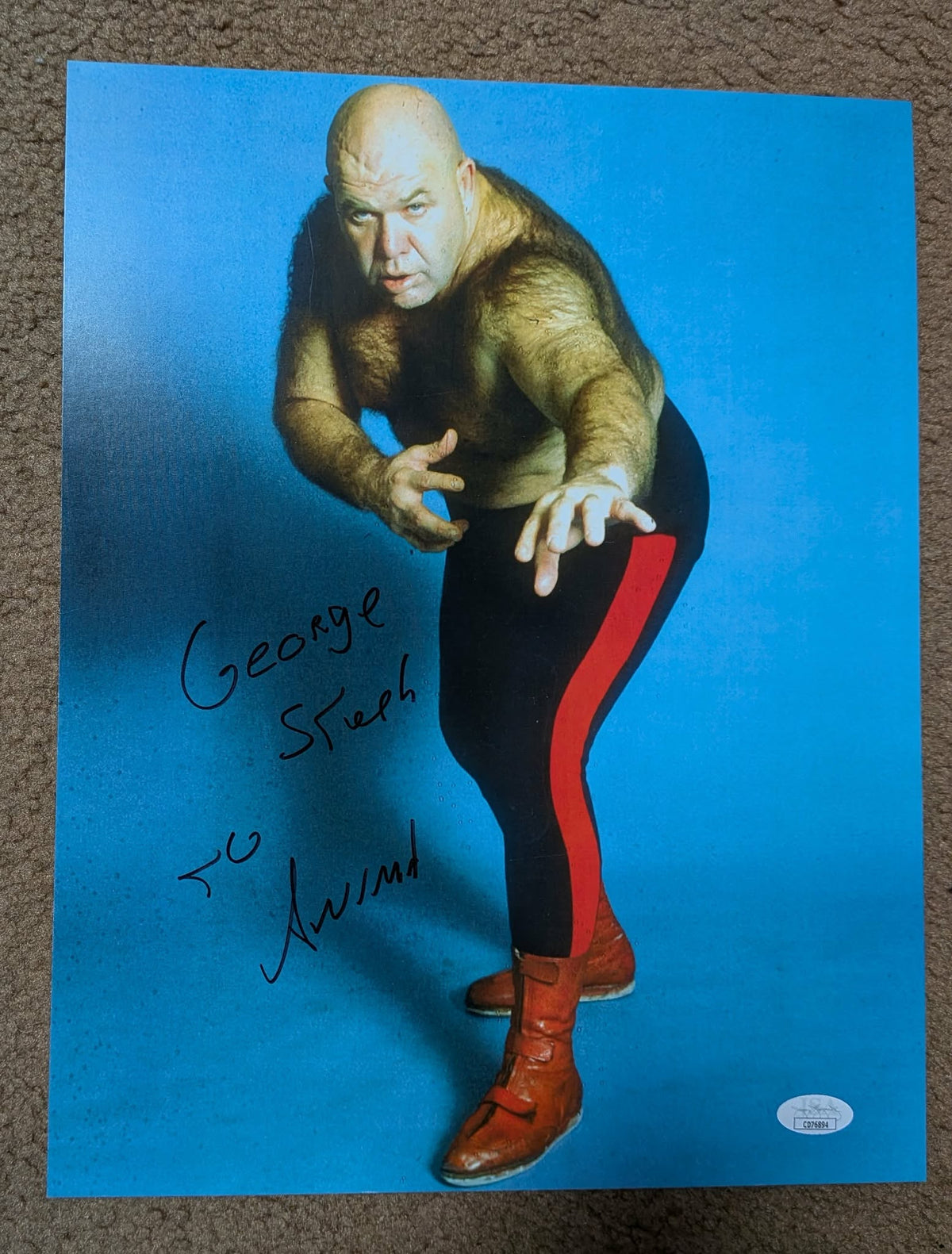 George "The Animal" Steele Signed RARE 11x14 Size Photo JSA COA